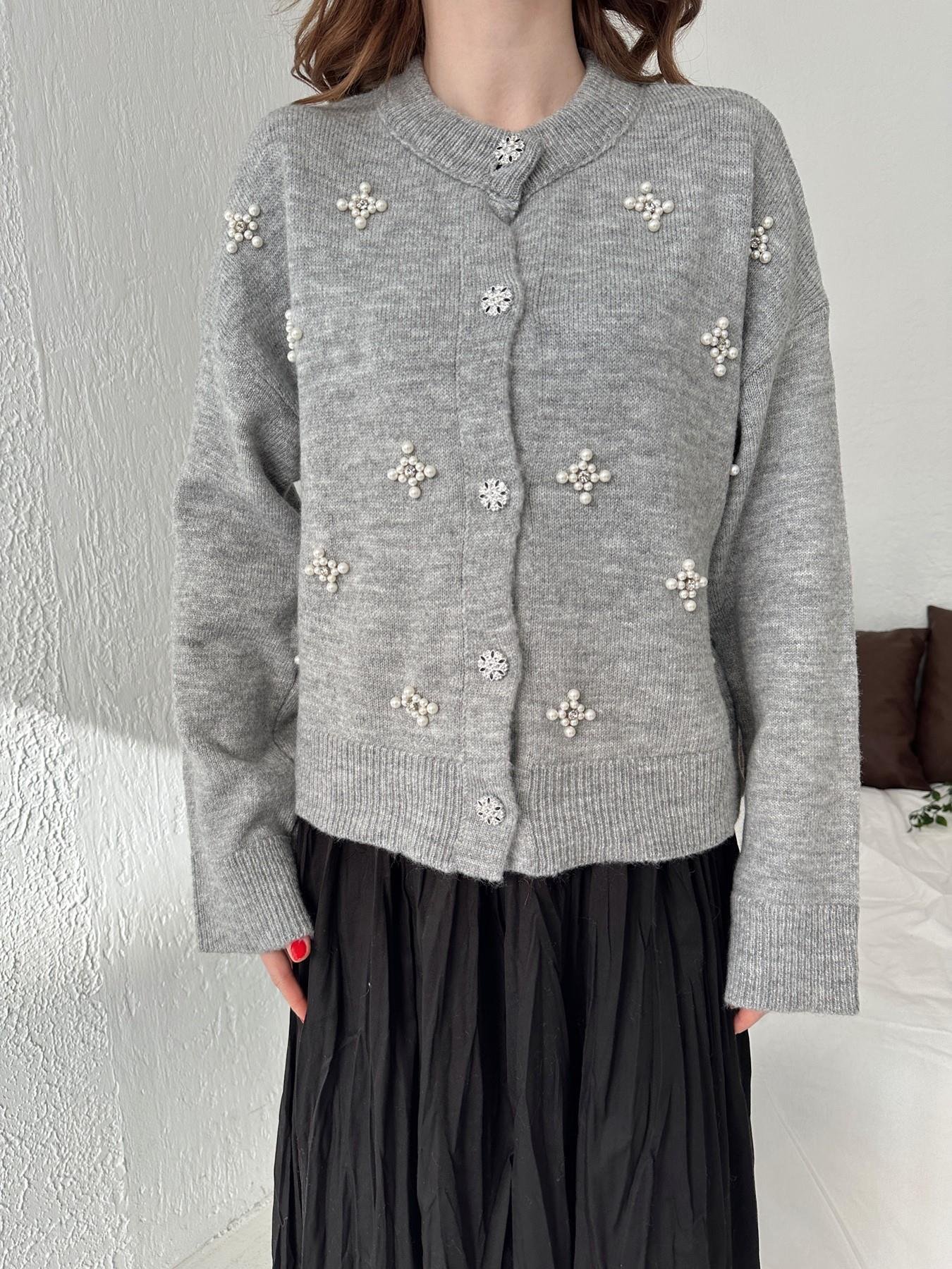 Taş İşlemeli Hırka GRİ