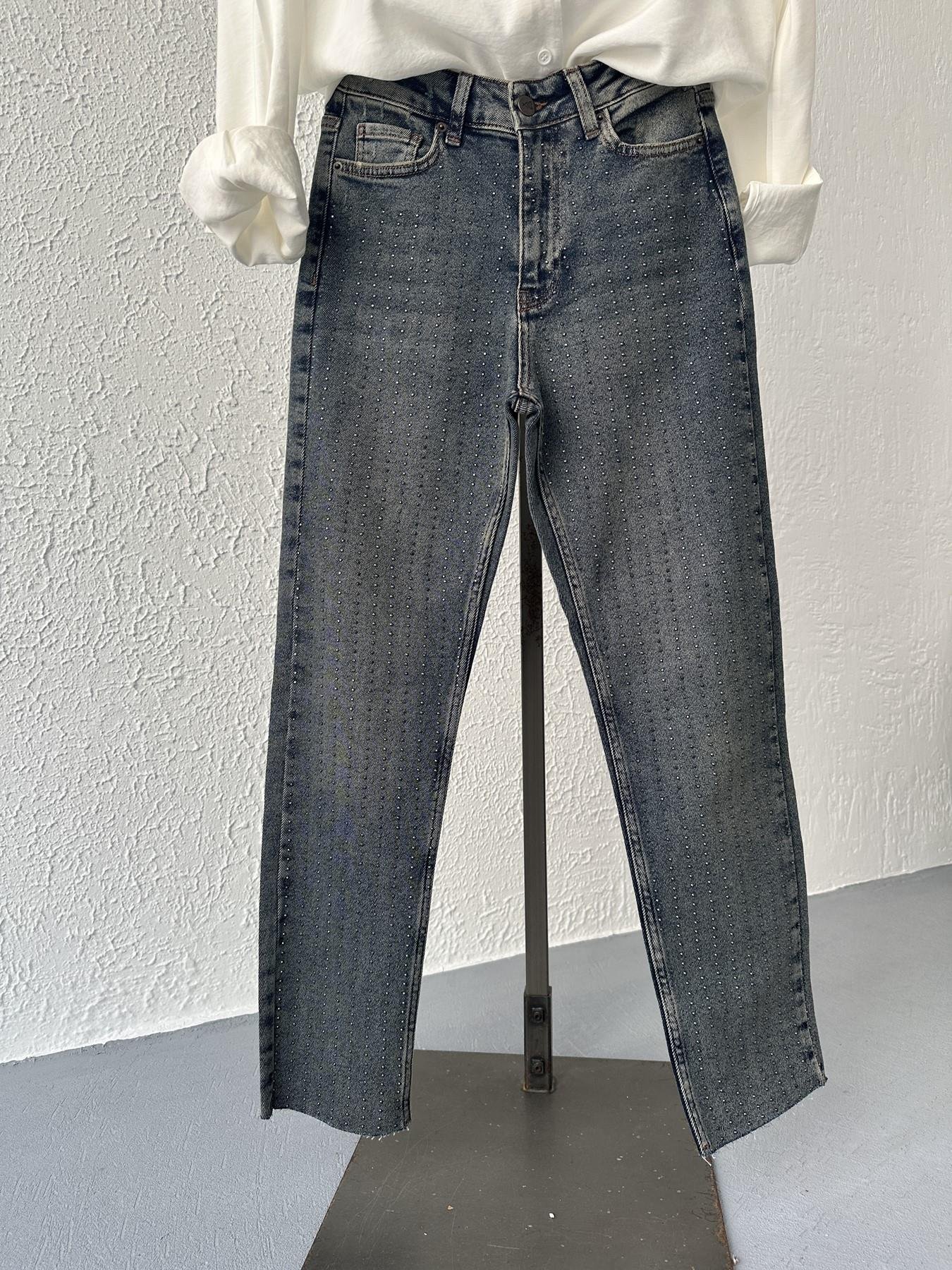 Taşlı Kot Pantolon 28 koyu mavi