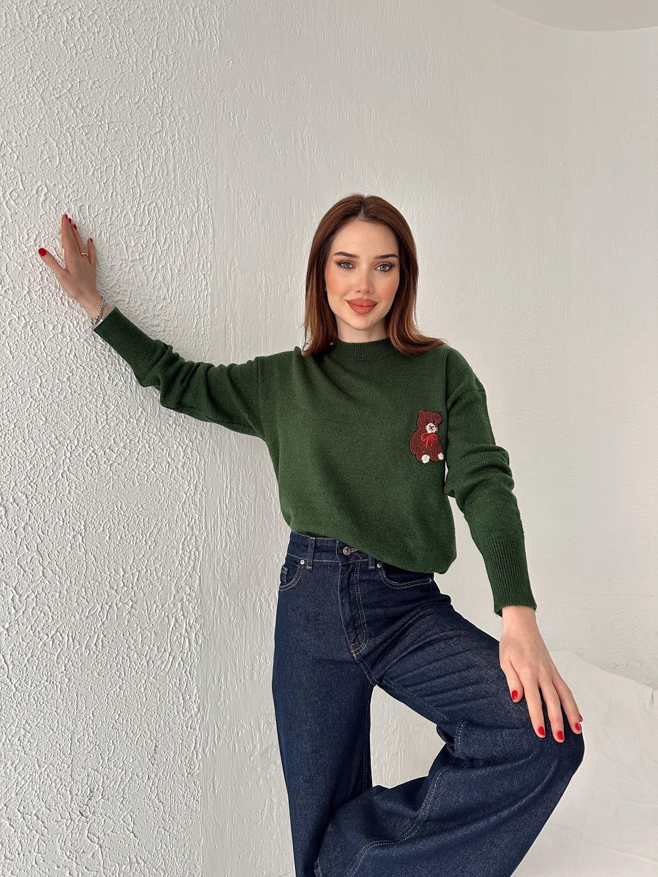 Teddy Nakışlı Kazak YEŞİL