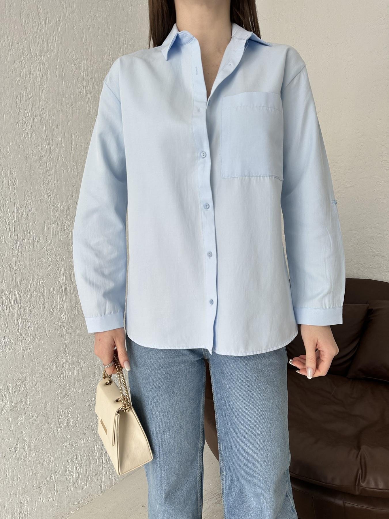 Tek Cep Eteği Oval Gömlek MAVİ