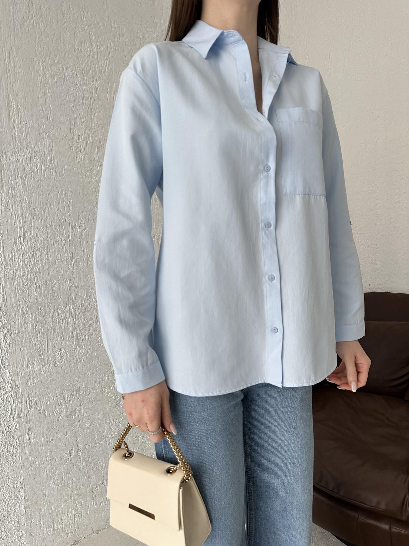 Tek Cep Eteği Oval Gömlek MAVİ