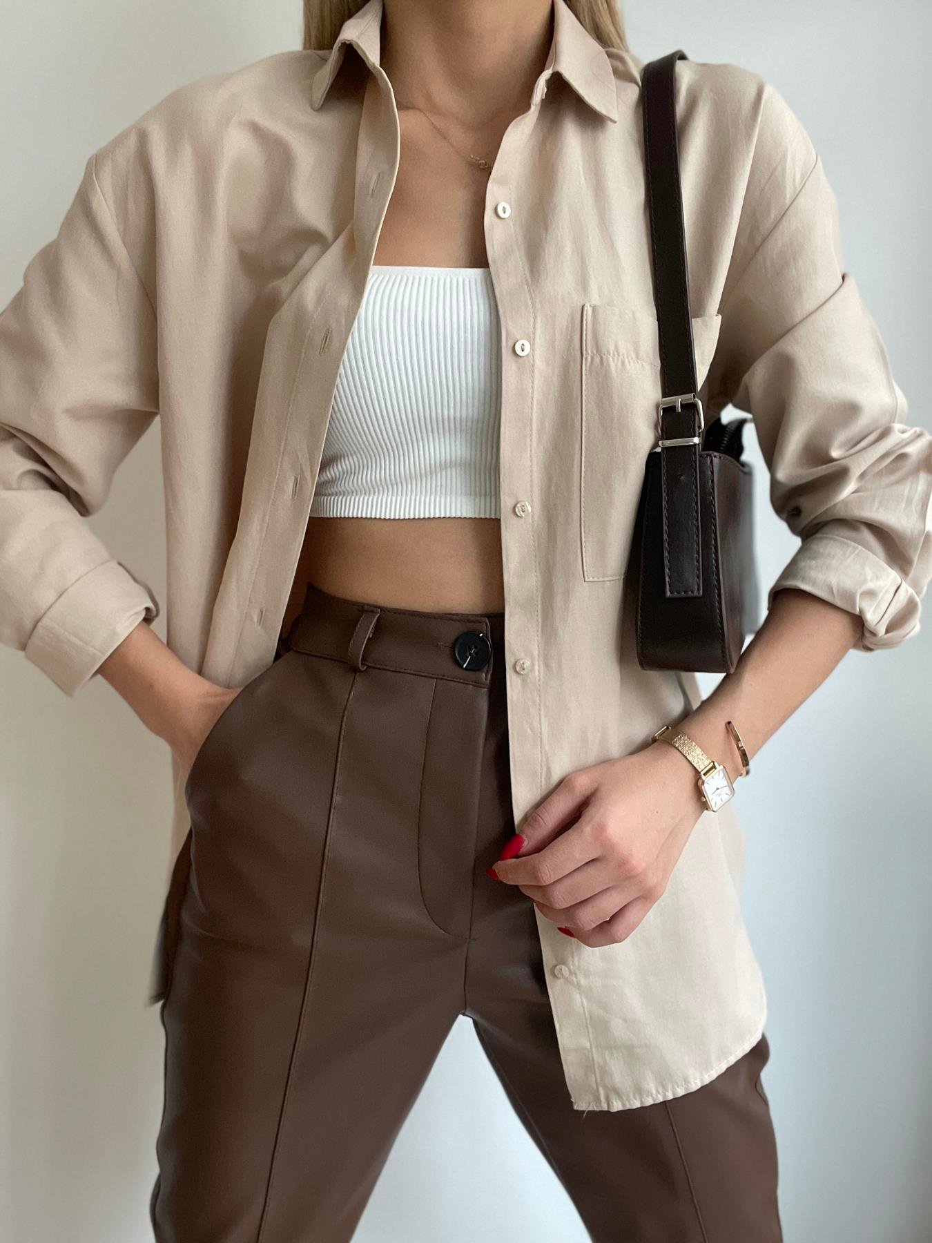 Tek Cep Eteği Oval Gömlek TAŞ