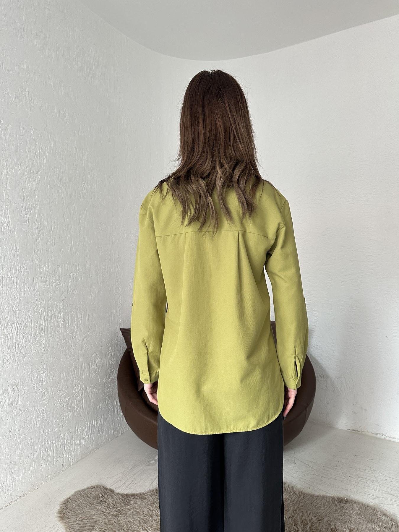 Tek Cep Eteği Oval Gömlek YAĞ YEŞİLİ