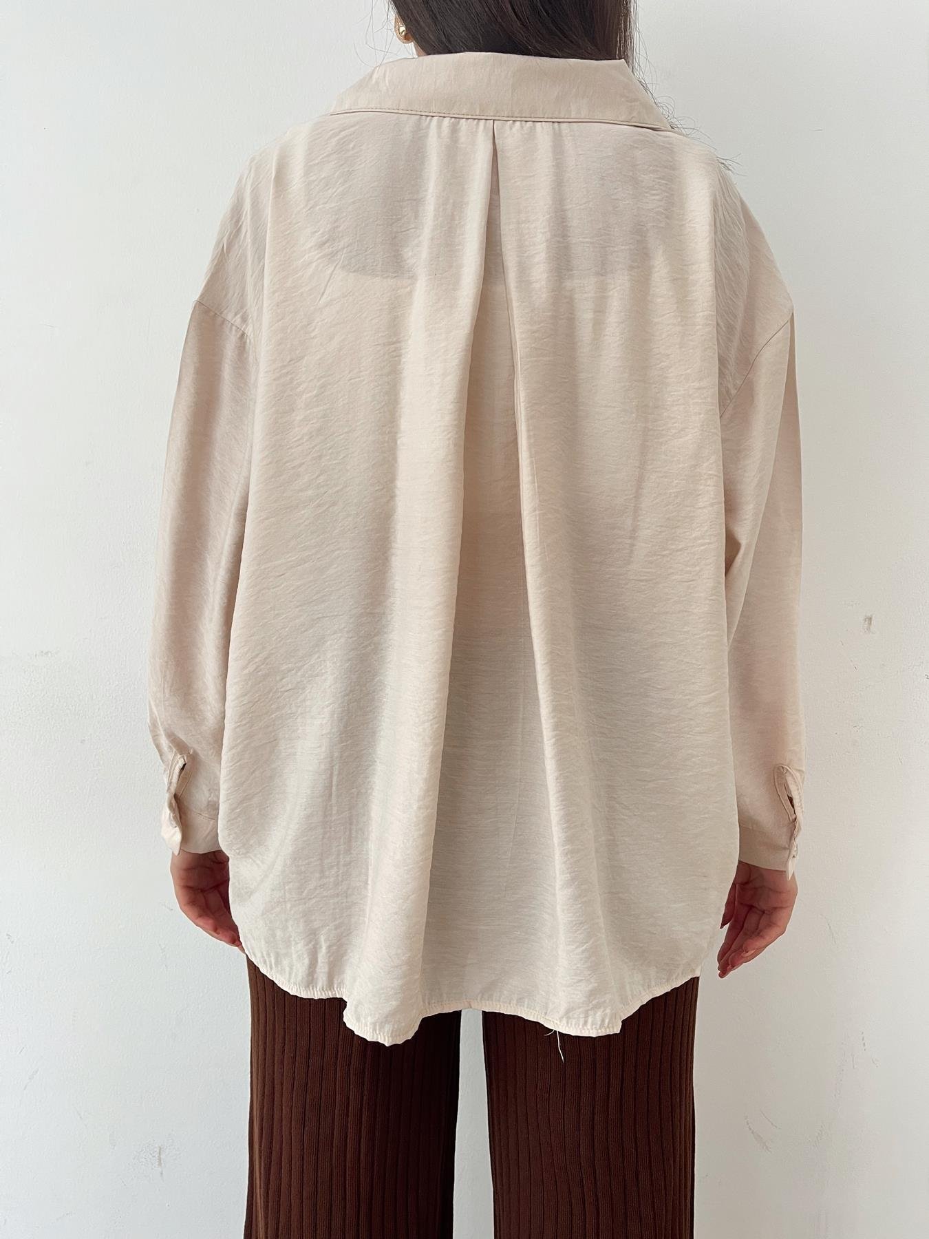 Tek Cep Oversize Gömlek TAŞ