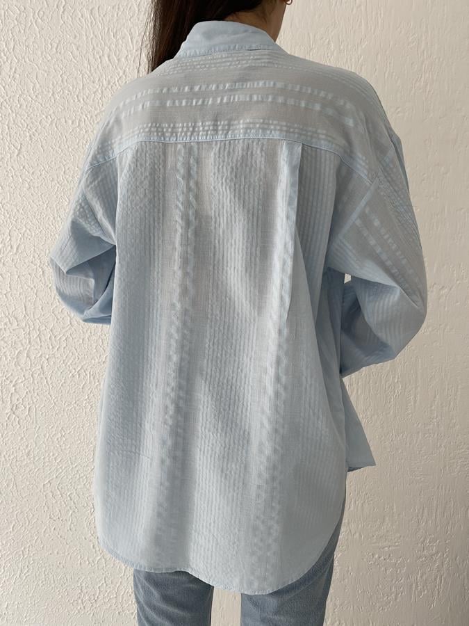 Tek Cep Şeritli Gömlek MAVİ