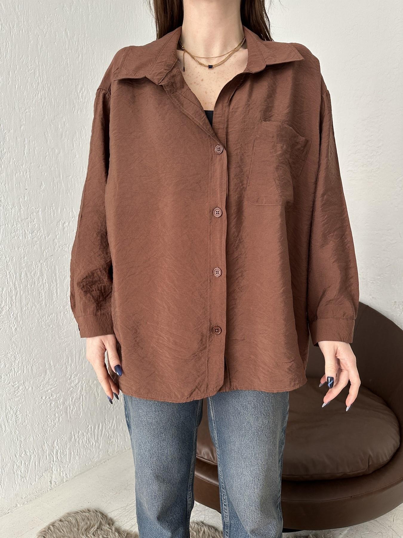 Tek Cepli Oversize Gömlek KAHVE