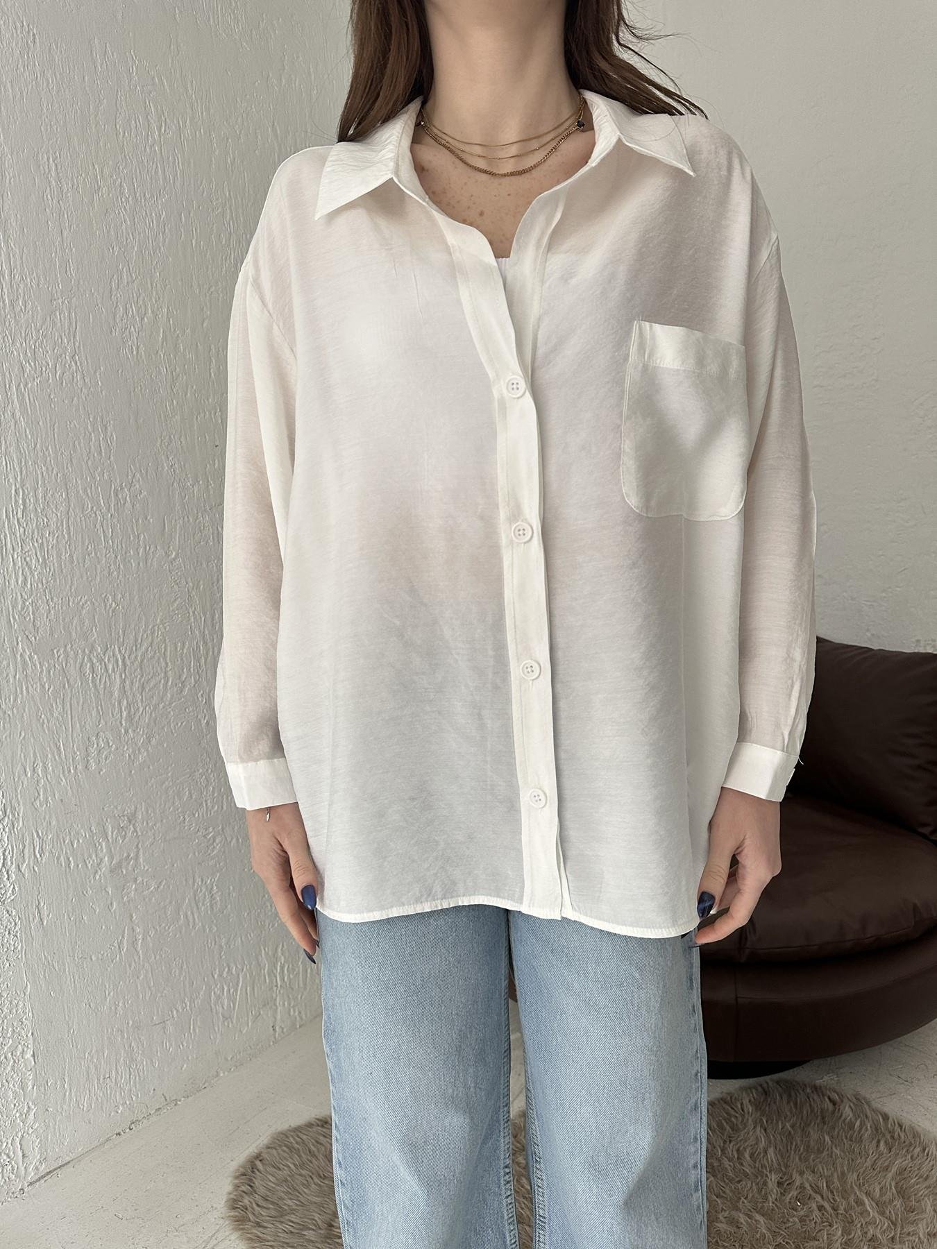 Tek Cepli Oversize Gömlek KREM