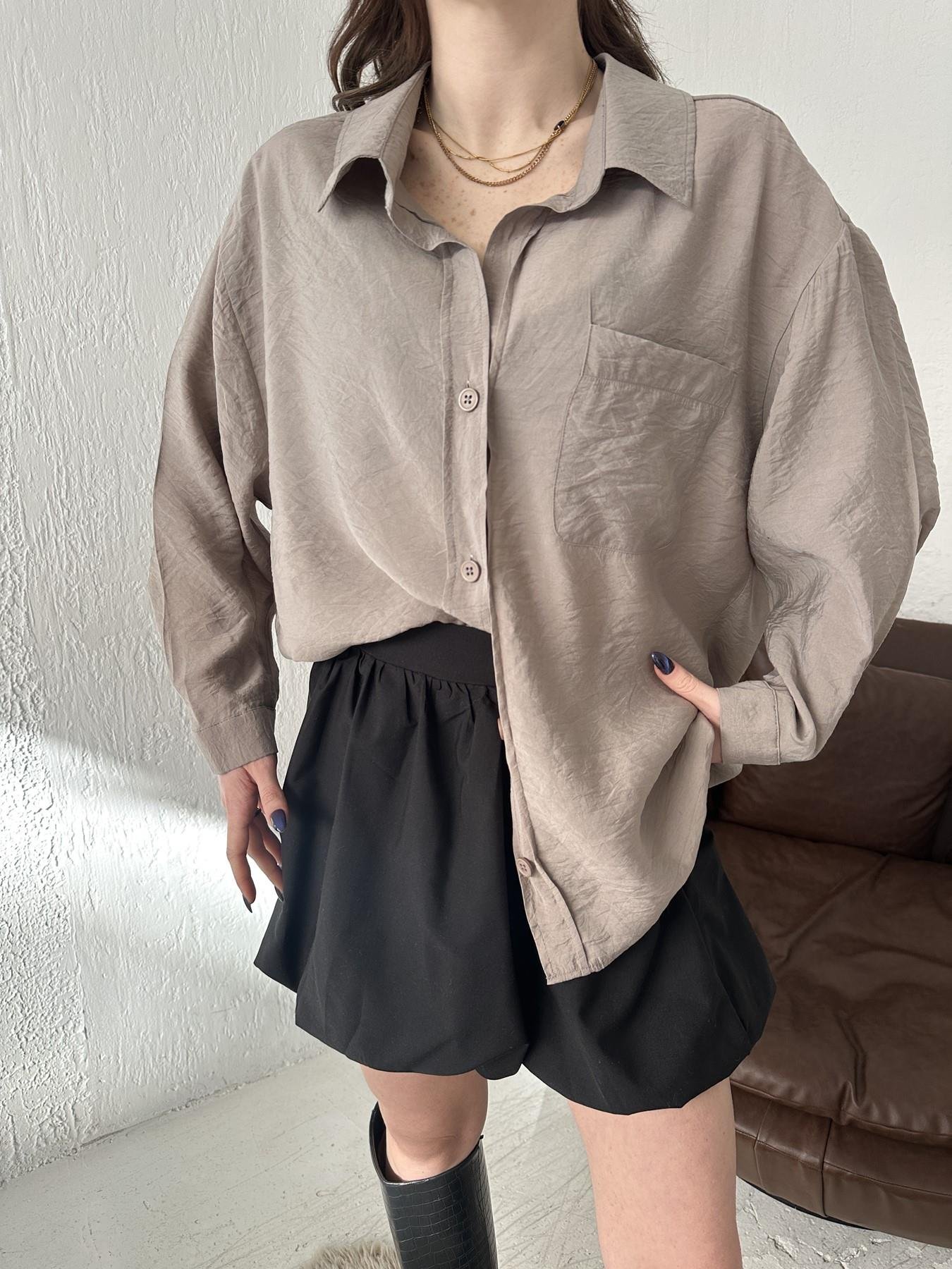 Tek Cepli Oversize Gömlek VİZON