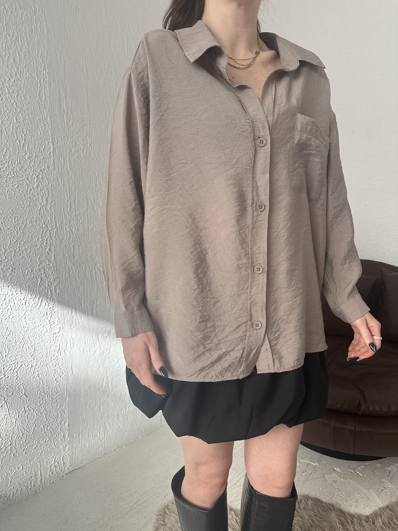 Tek Cepli Oversize Gömlek VİZON