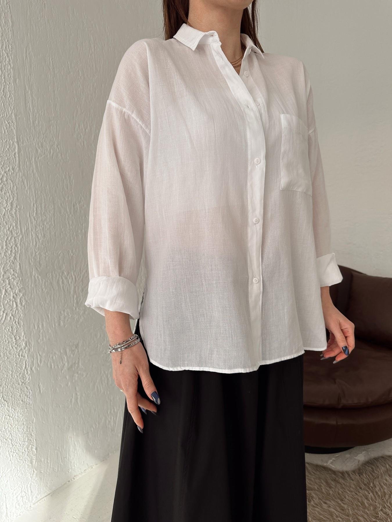 Tek Cepli Oversize Vual Gömlek BEYAZ