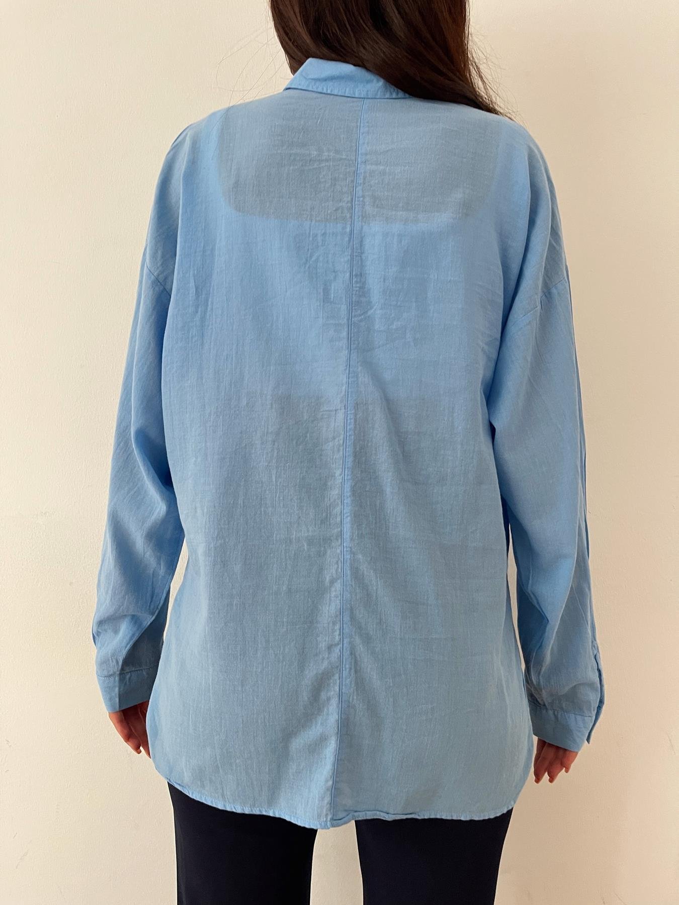 Tek Cepli Oversize Vual Gömlek MAVİ
