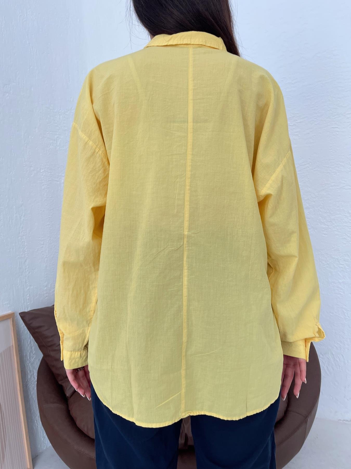 Tek Cepli Oversize Vual Gömlek SARI