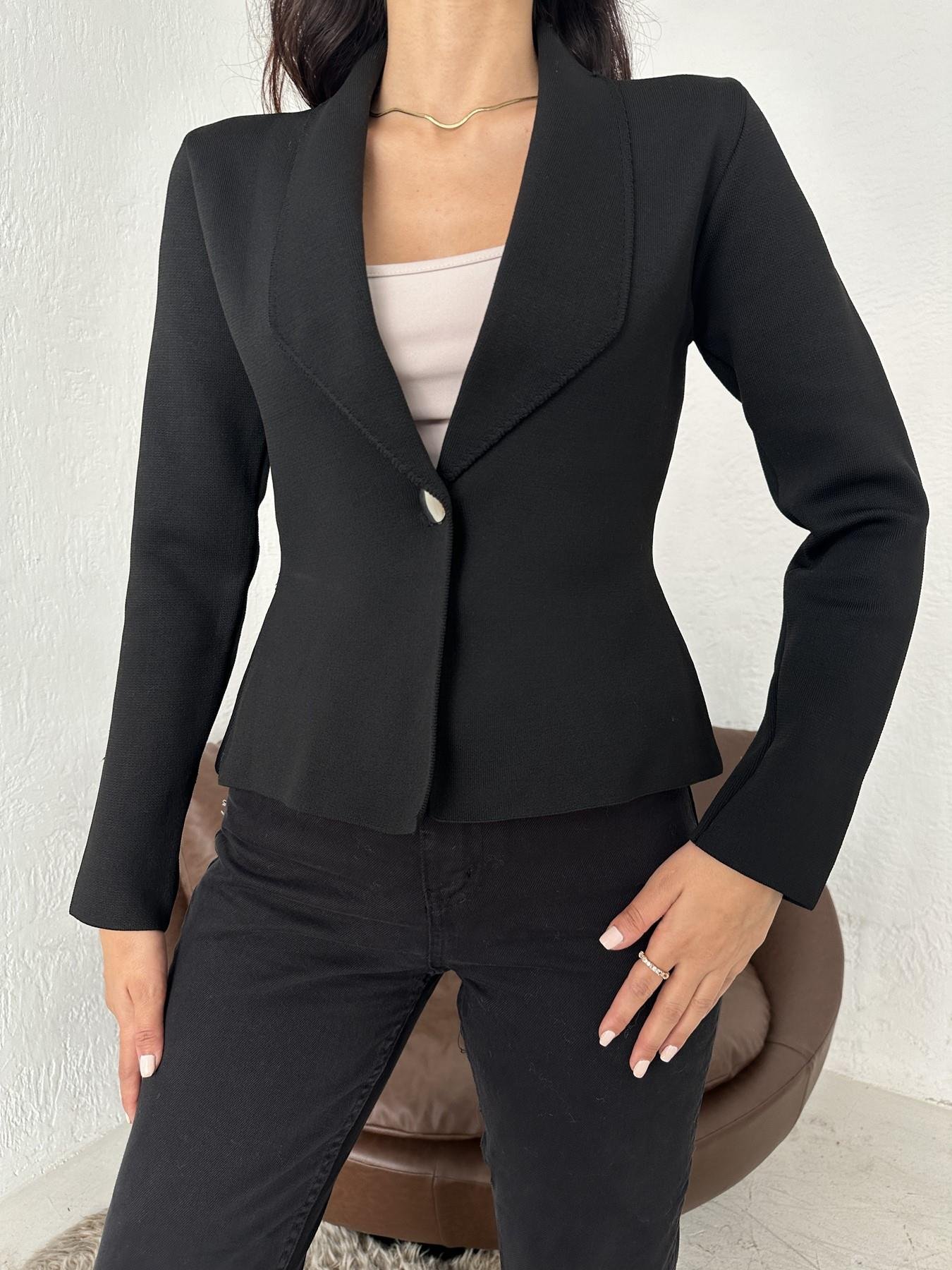 Tek Düğmeli Crop Ceket SİYAH