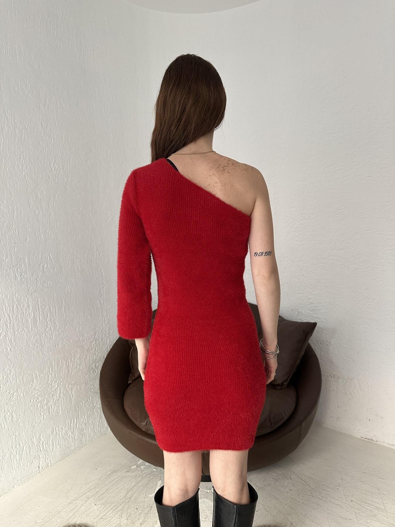 Tek Omuz Broşlu Elbise KIRMIZI