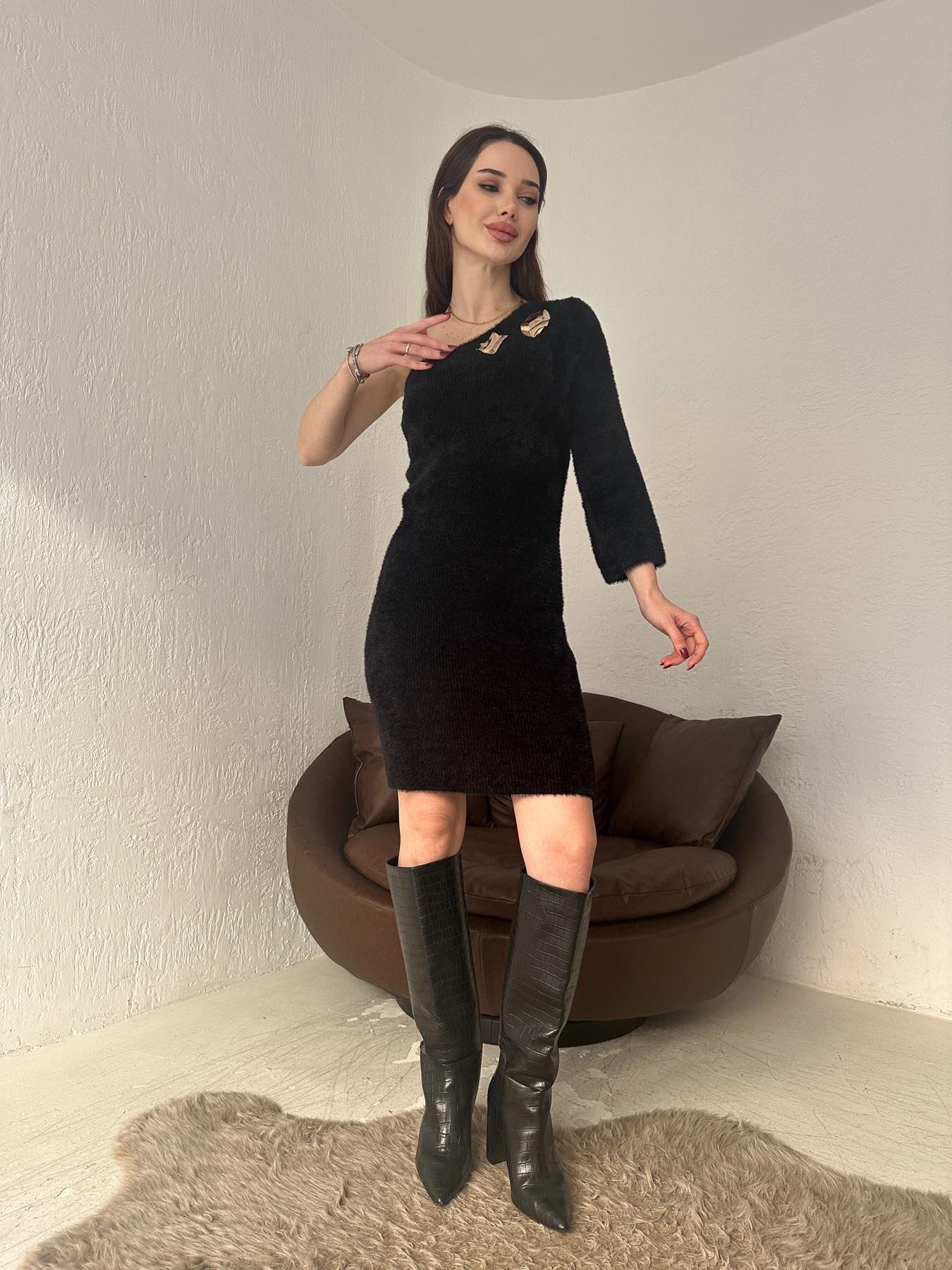 Tek Omuz Broşlu Elbise SİYAH