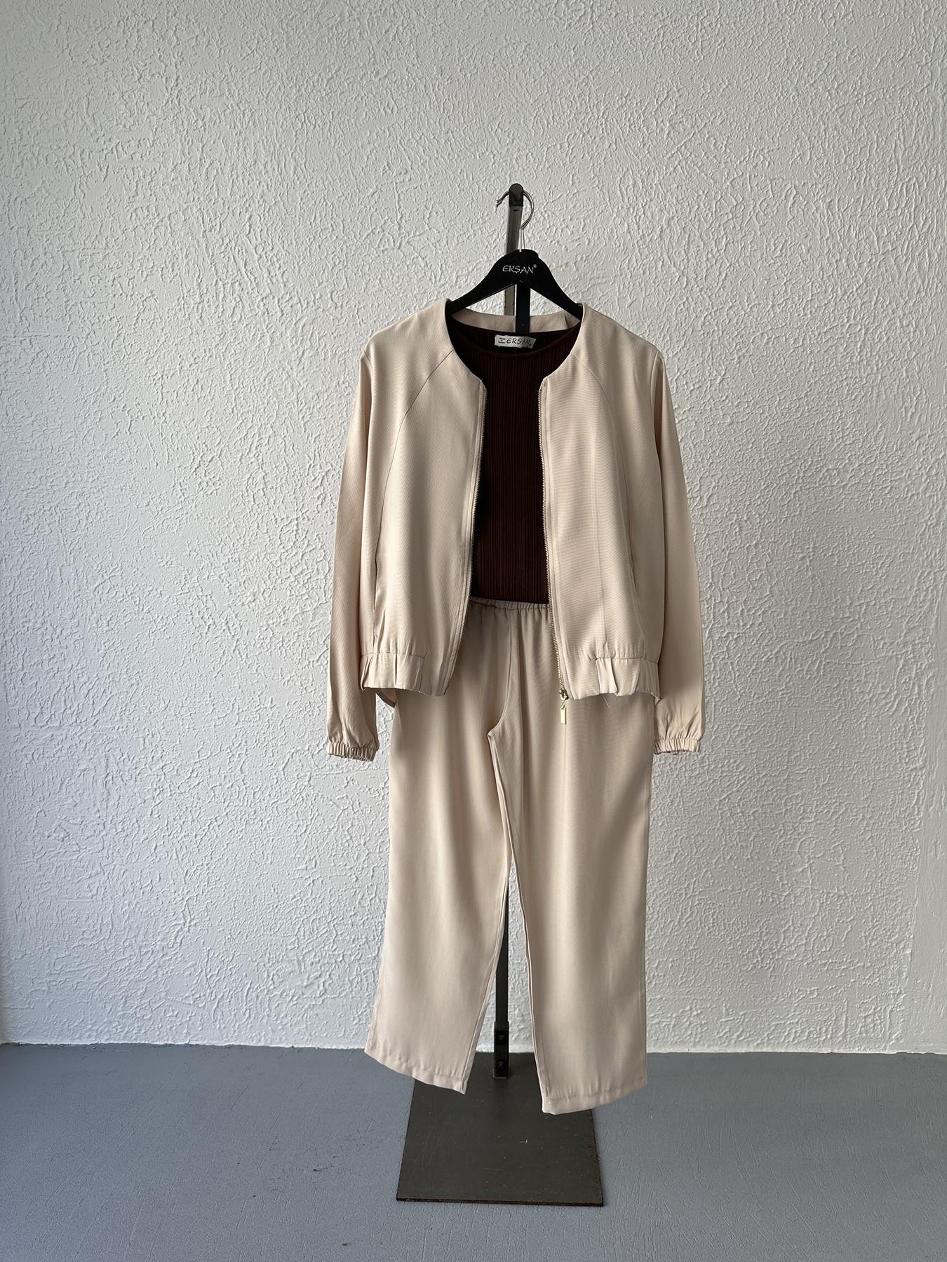 Tencel Kumaş Ceket Pantolon Takım Bej