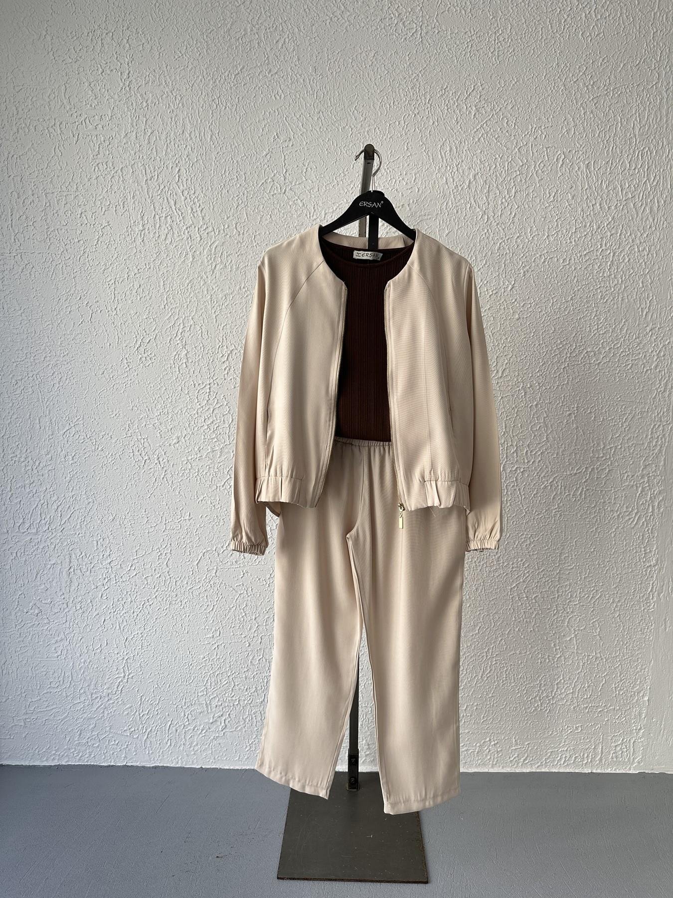 Tencel Kumaş Ceket Pantolon Takım Bej
