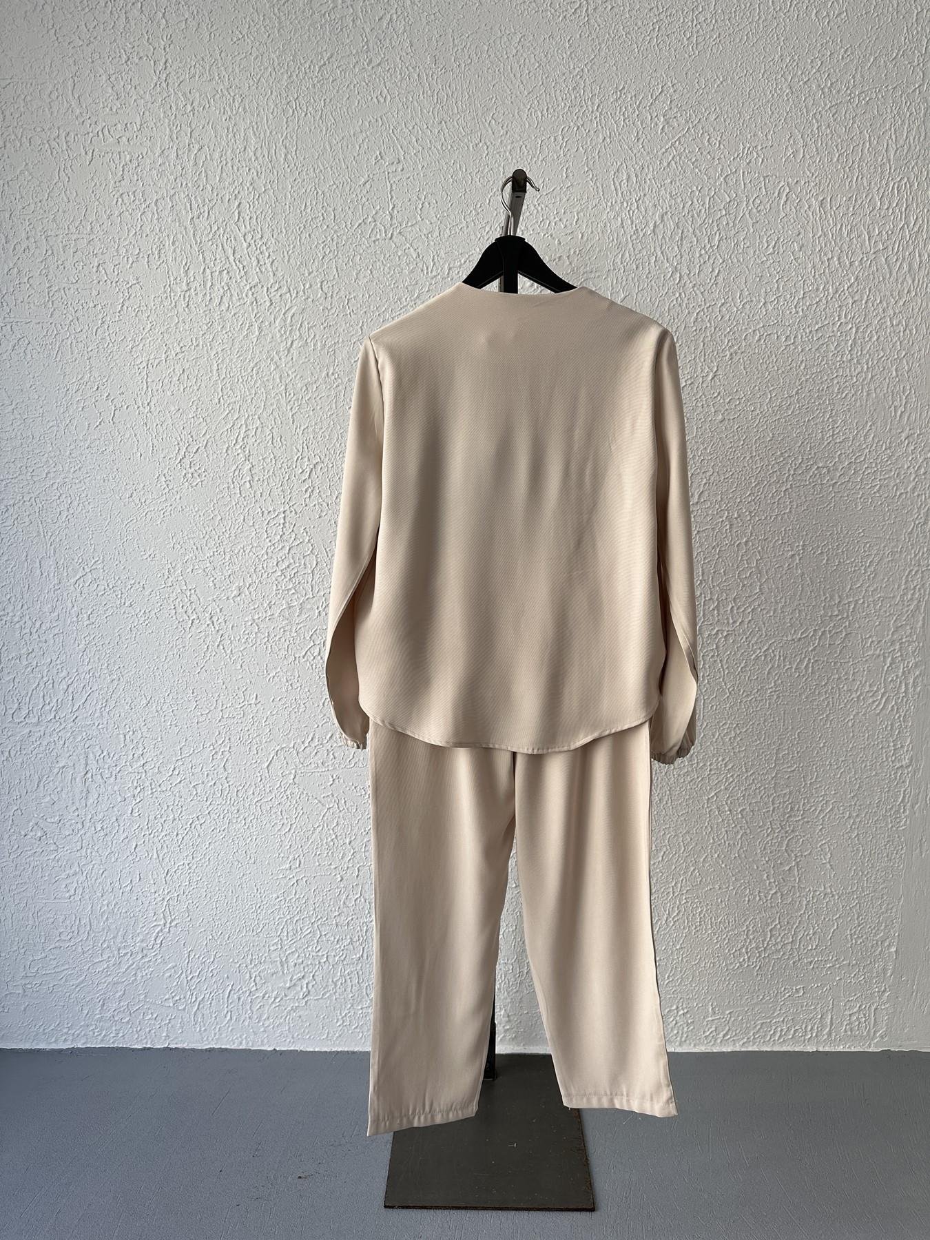 Tencel Kumaş Ceket Pantolon Takım Bej