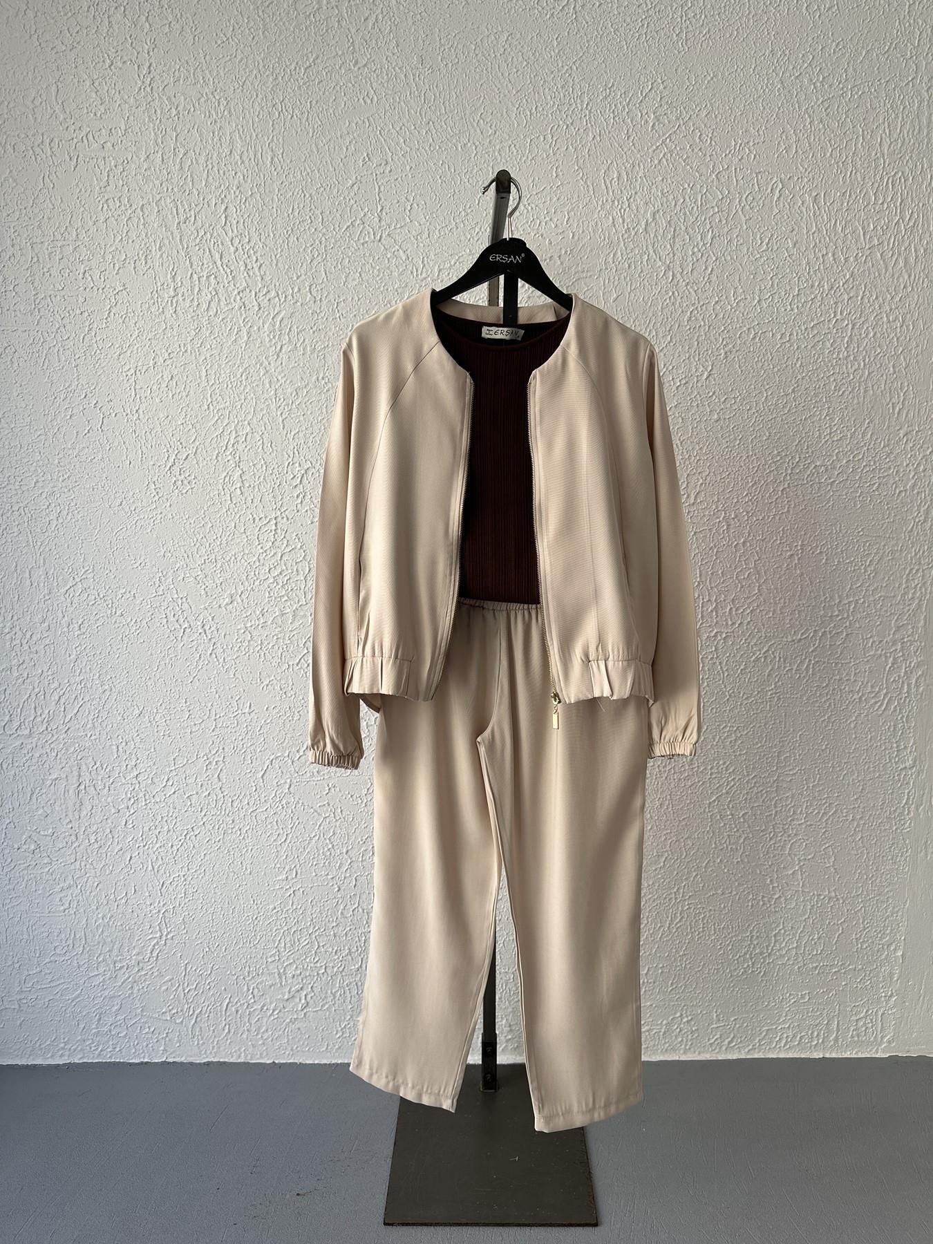 Tencel Kumaş Ceket Pantolon Takım Bej