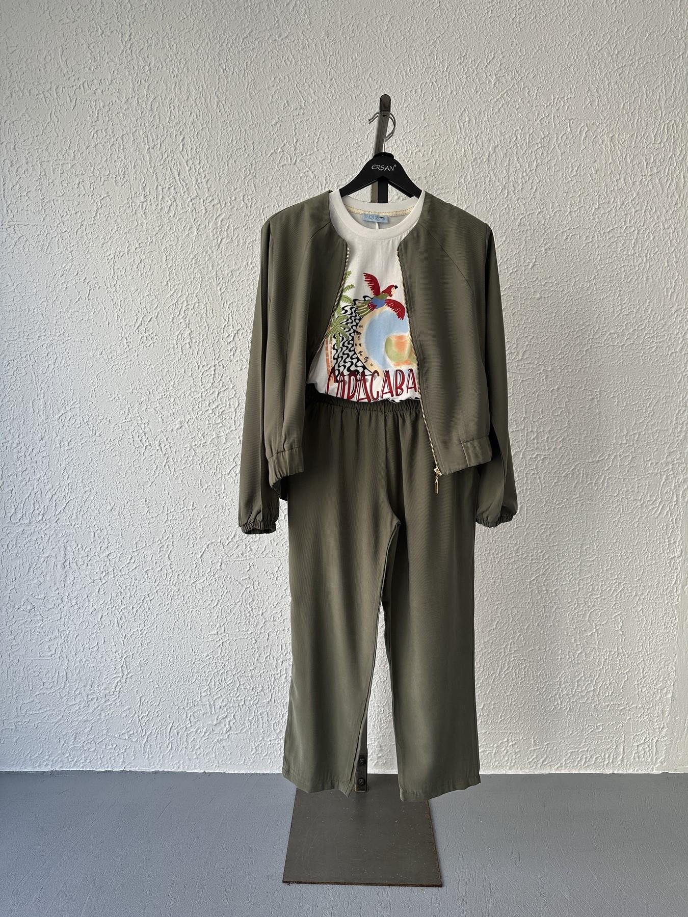 Tencel Kumaş Ceket Pantolon Takım Haki