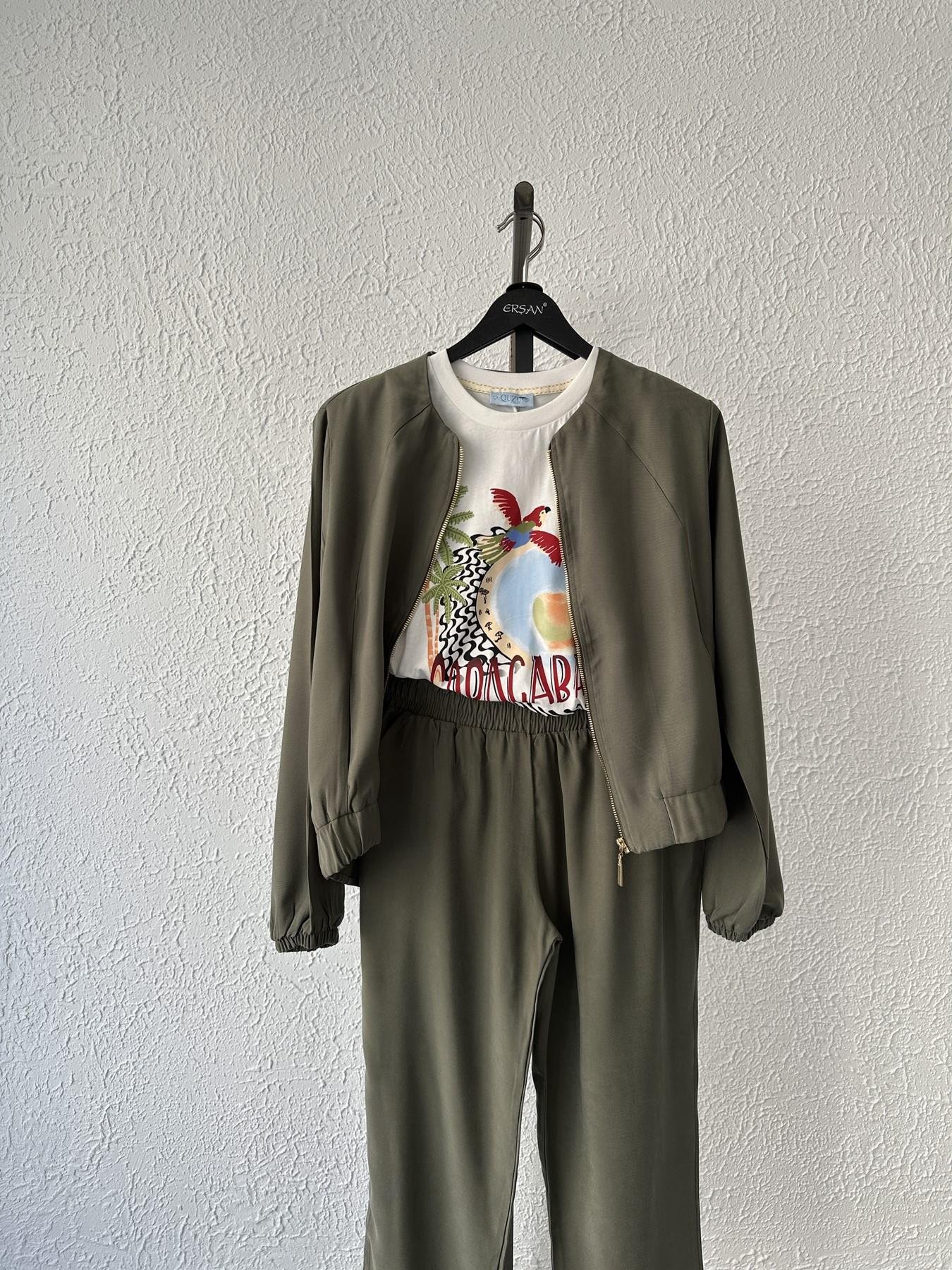 Tencel Kumaş Ceket Pantolon Takım Haki