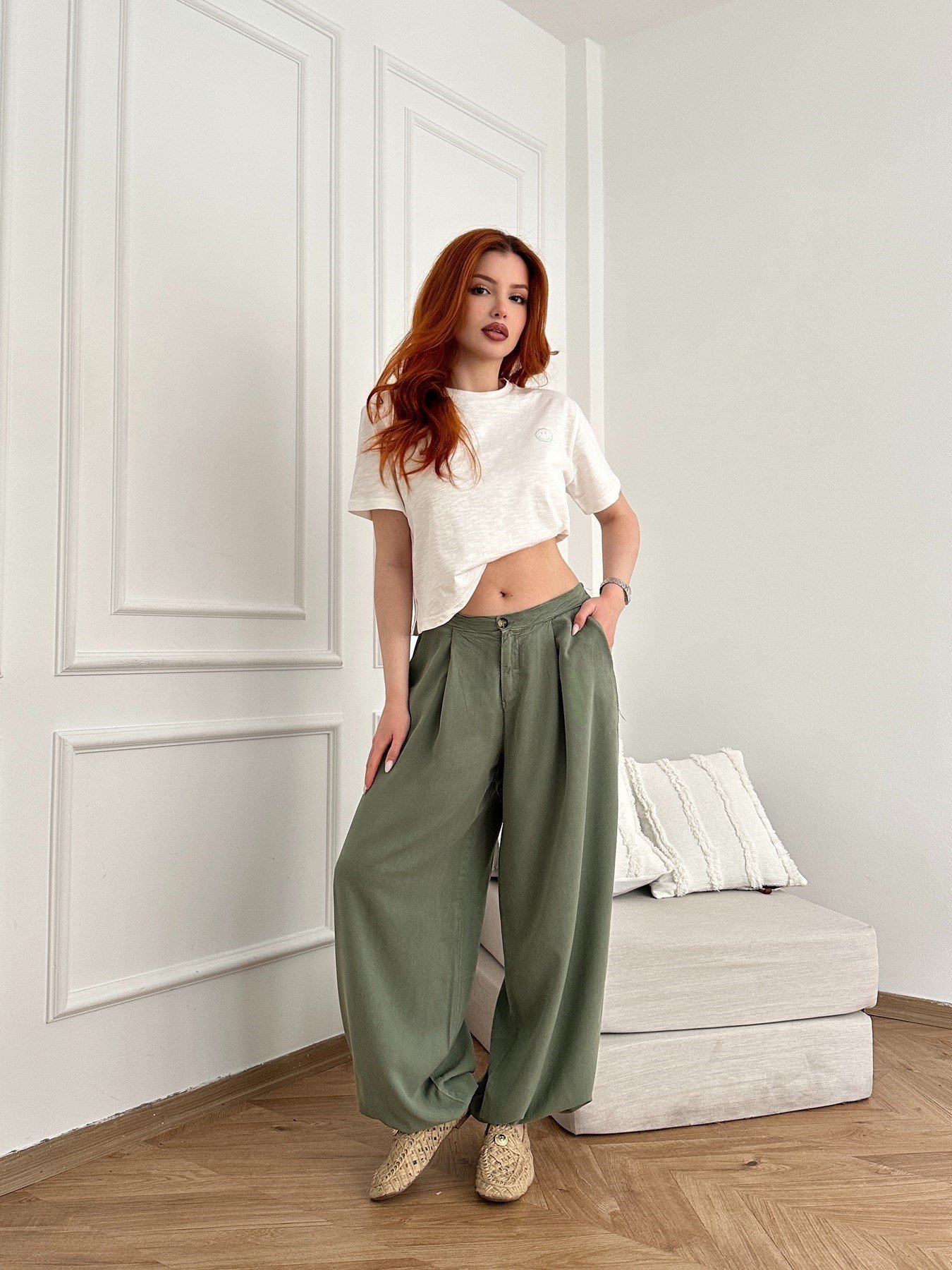 Tencel Şalvar Pantolon Açık haki