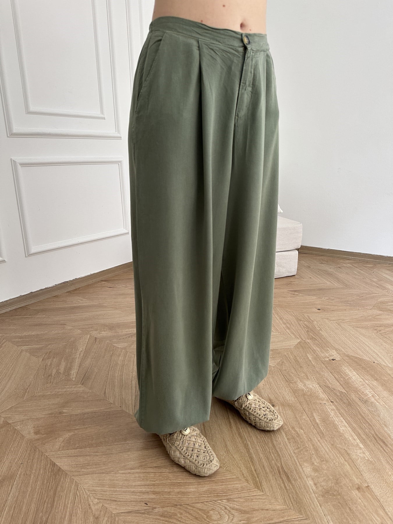 Tencel Şalvar Pantolon Açık haki
