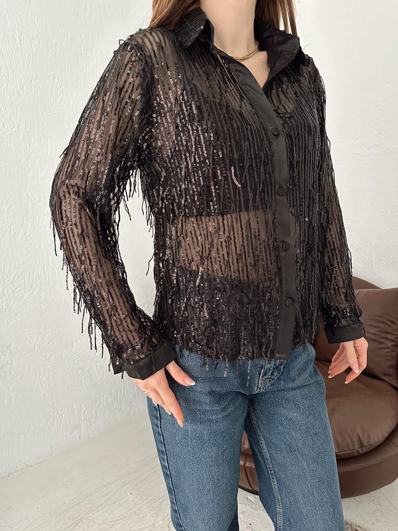 Transparan Pul Saçaklı Gömlek SİYAH