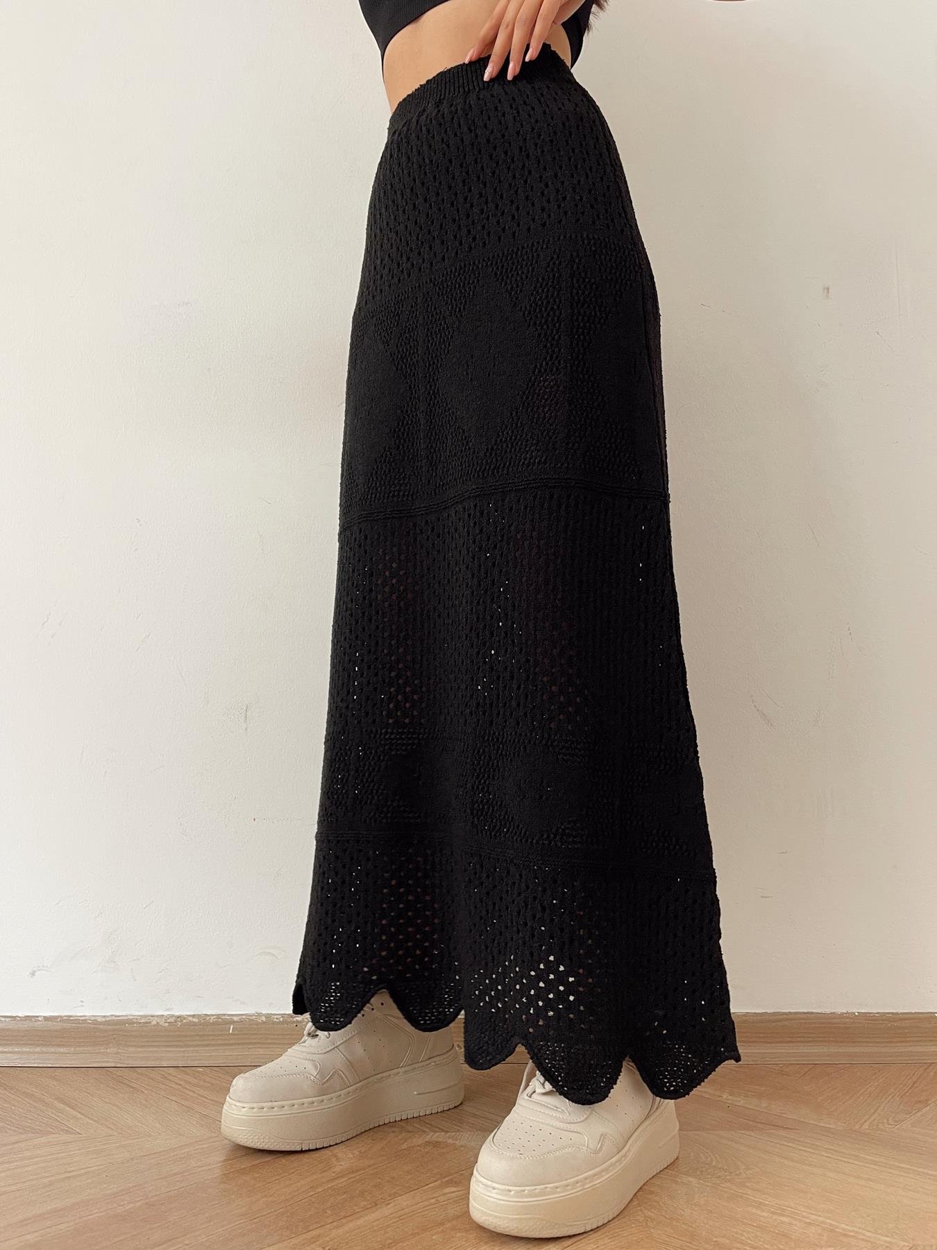 Triko Ajurlu Etek SİYAH