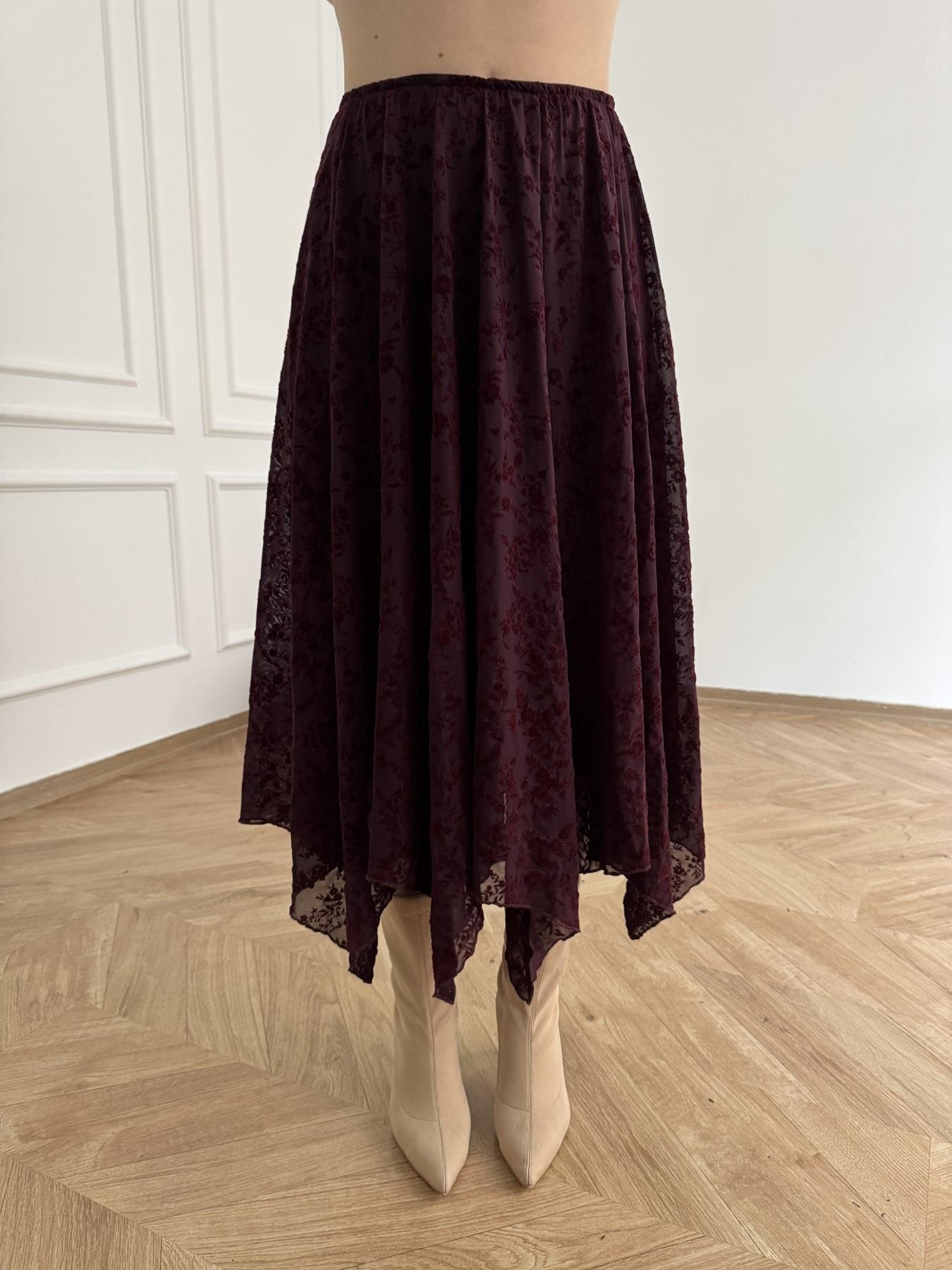 Tül Asimetrik Etek Bordo