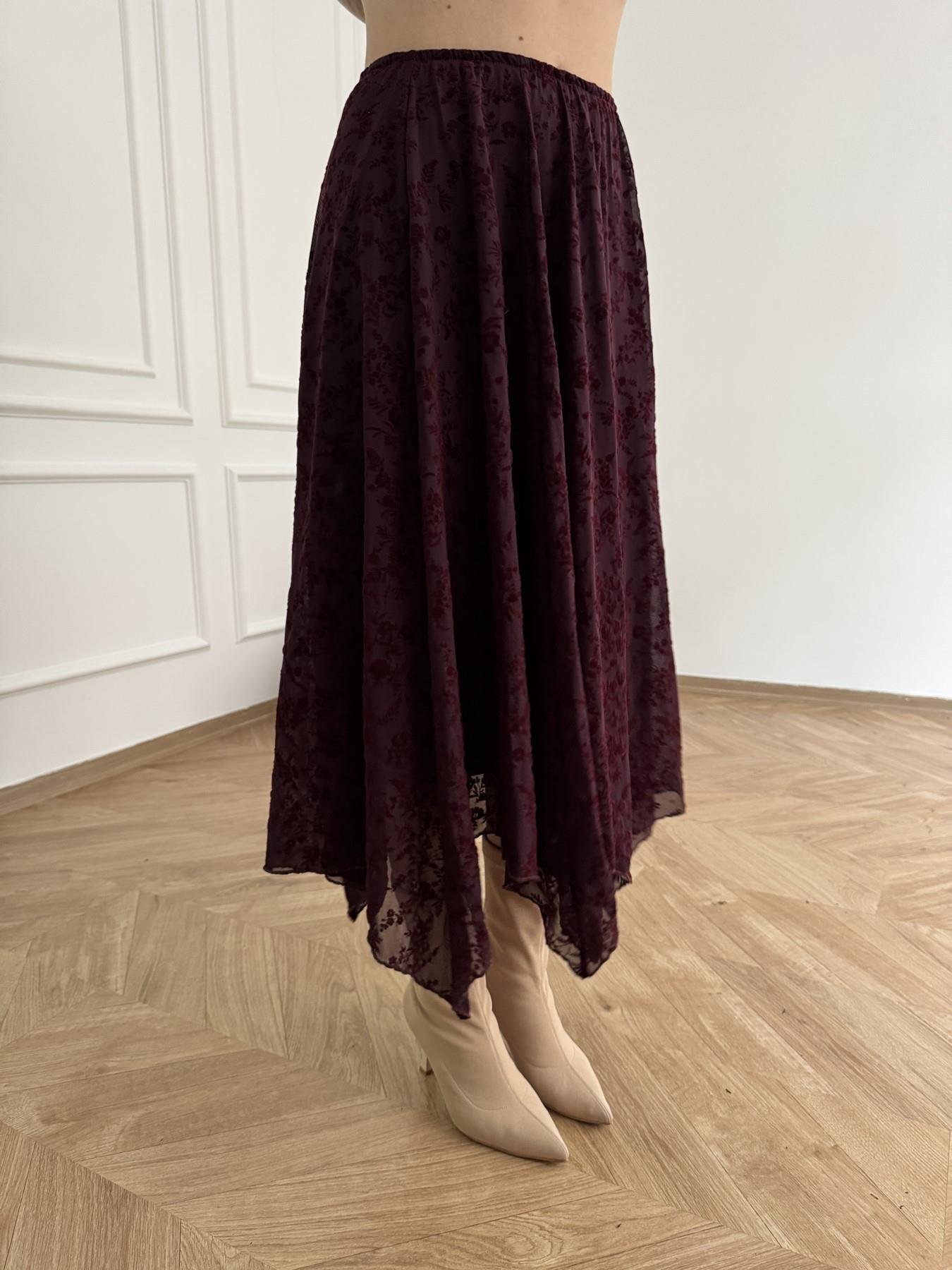 Tül Asimetrik Etek Bordo