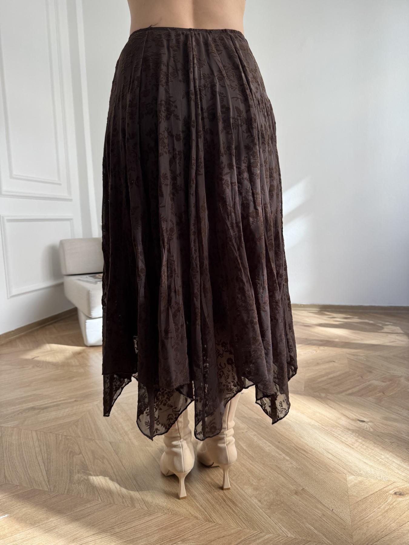 Tül Asimetrik Etek Kahve