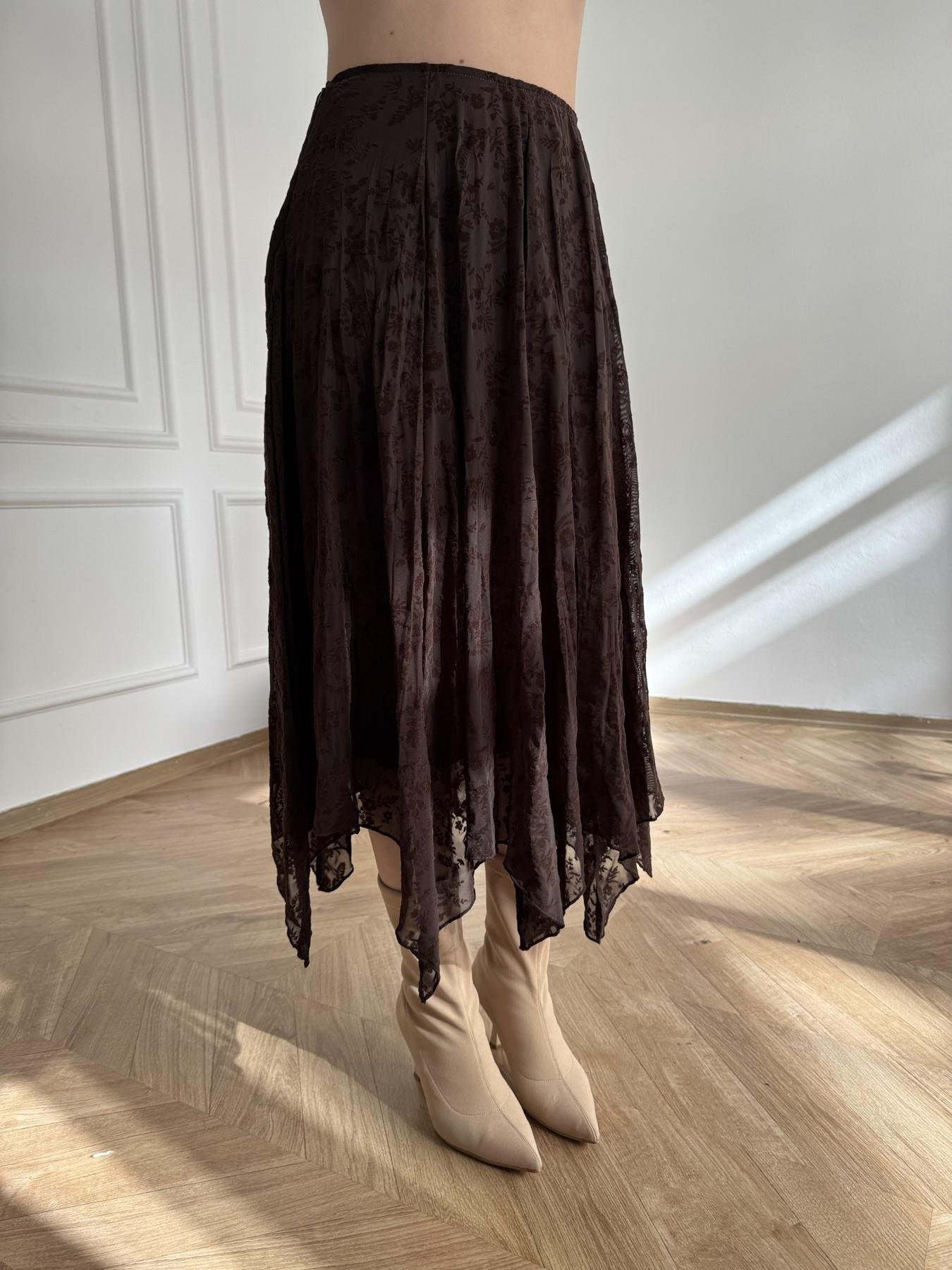 Tül Asimetrik Etek Kahve