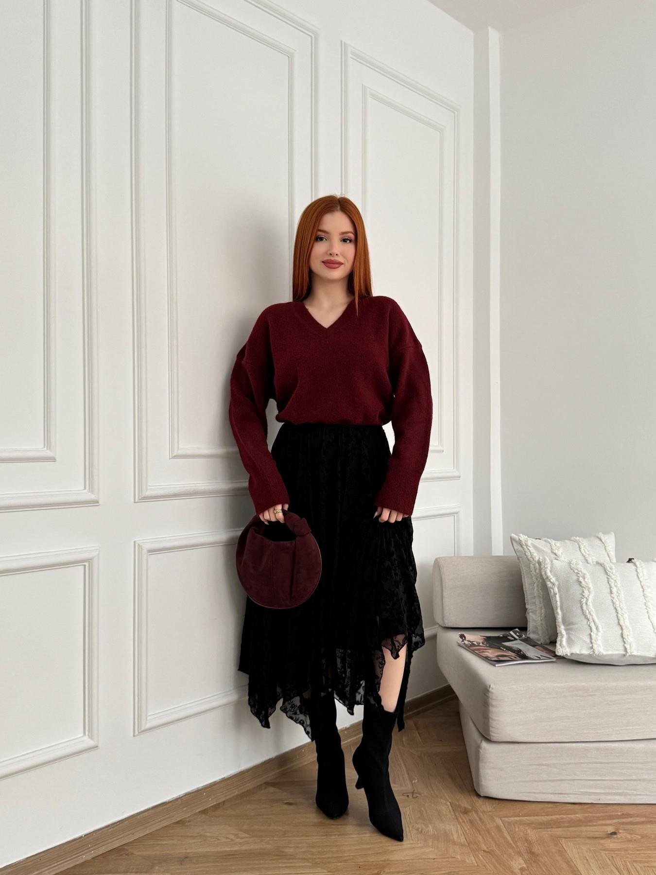 Tül Asimetrik Etek Siyah