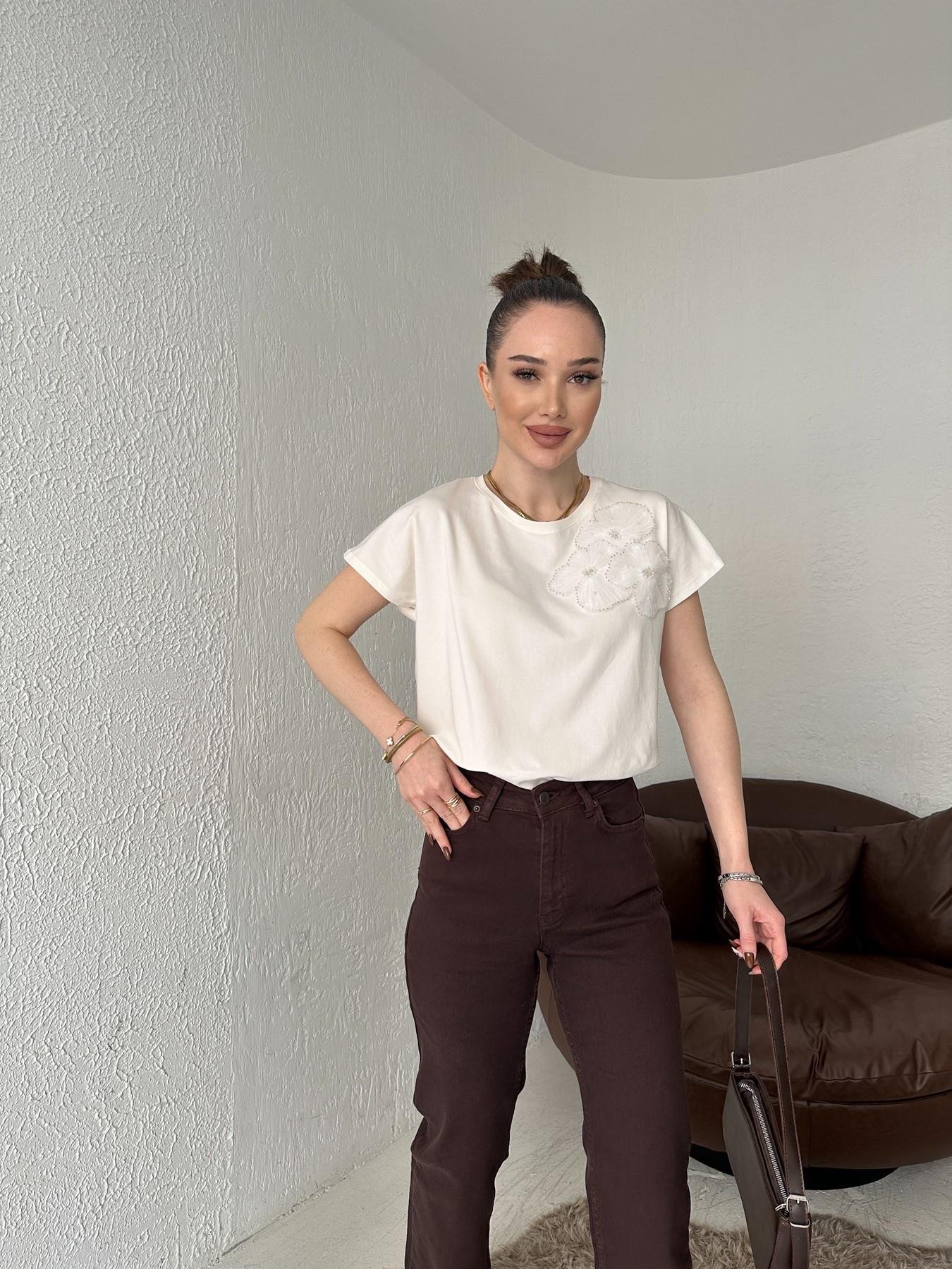 Tül Çiçekli Tişört EKRU