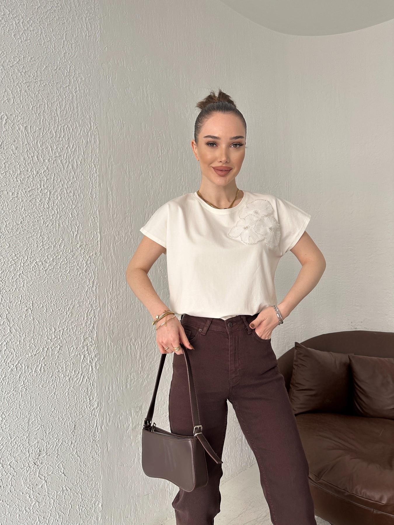 Tül Çiçekli Tişört EKRU