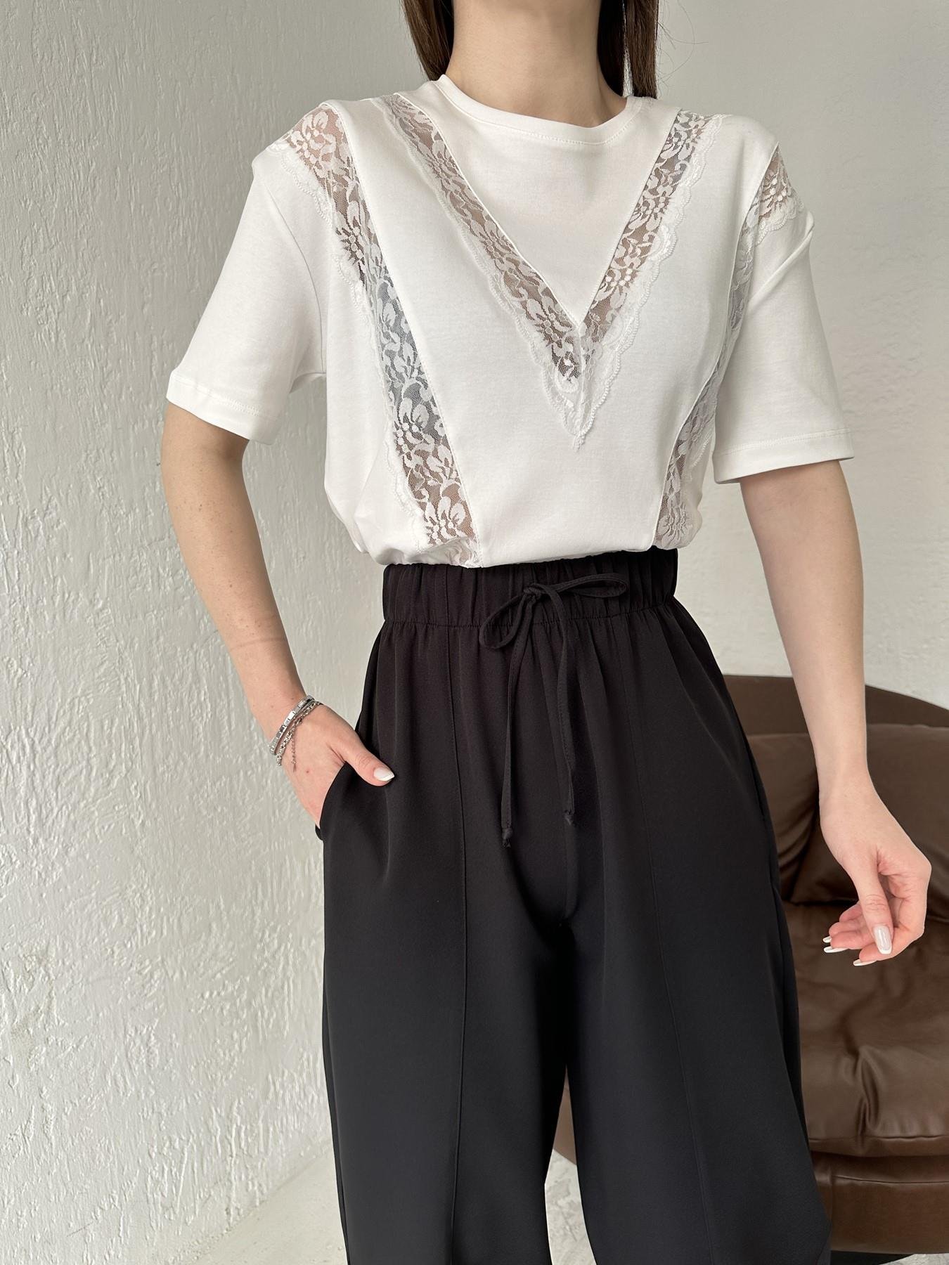 Tül Detay Tişört BEYAZ