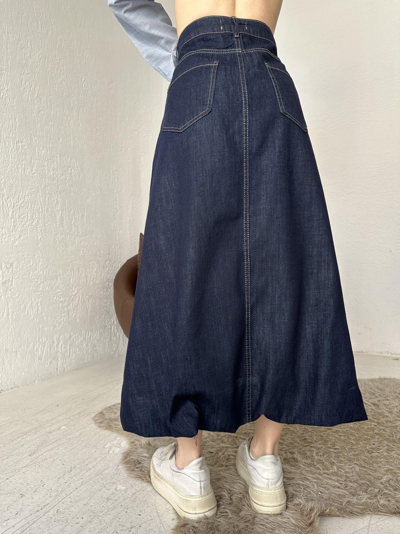 Uzun Balon Etek LACİVERT