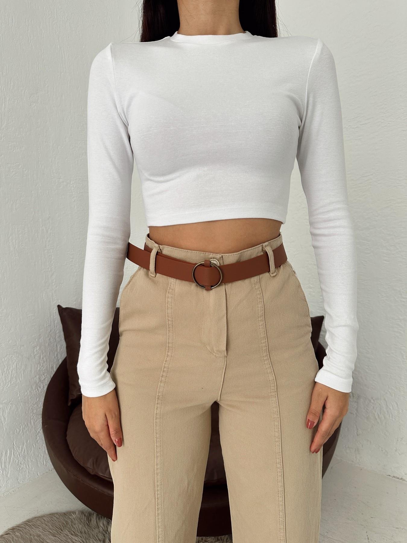 Uzun Kollu Crop BEYAZ