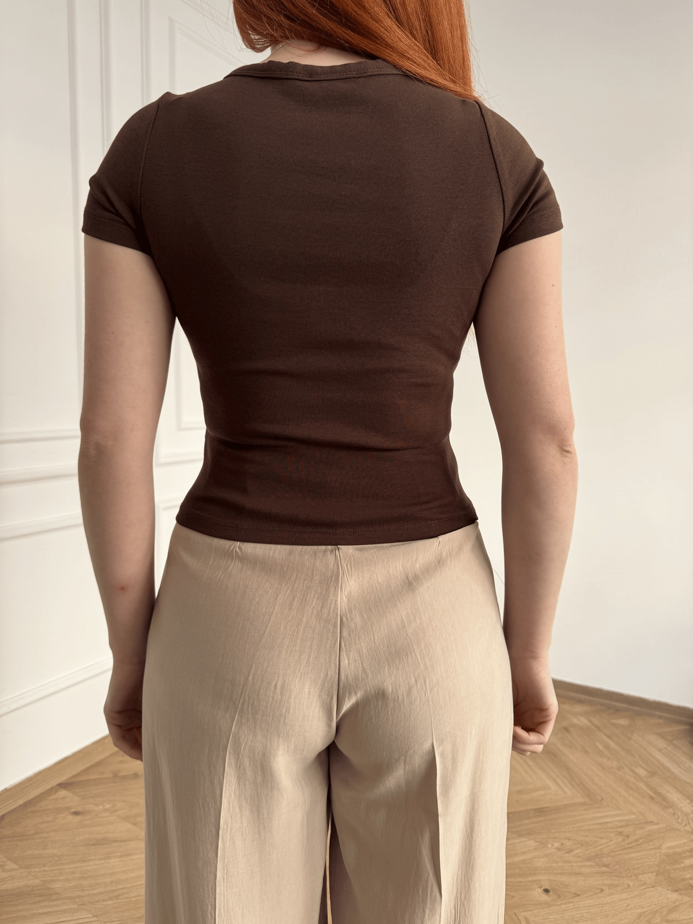 V Yaka Düğmeli Body Acı kahve