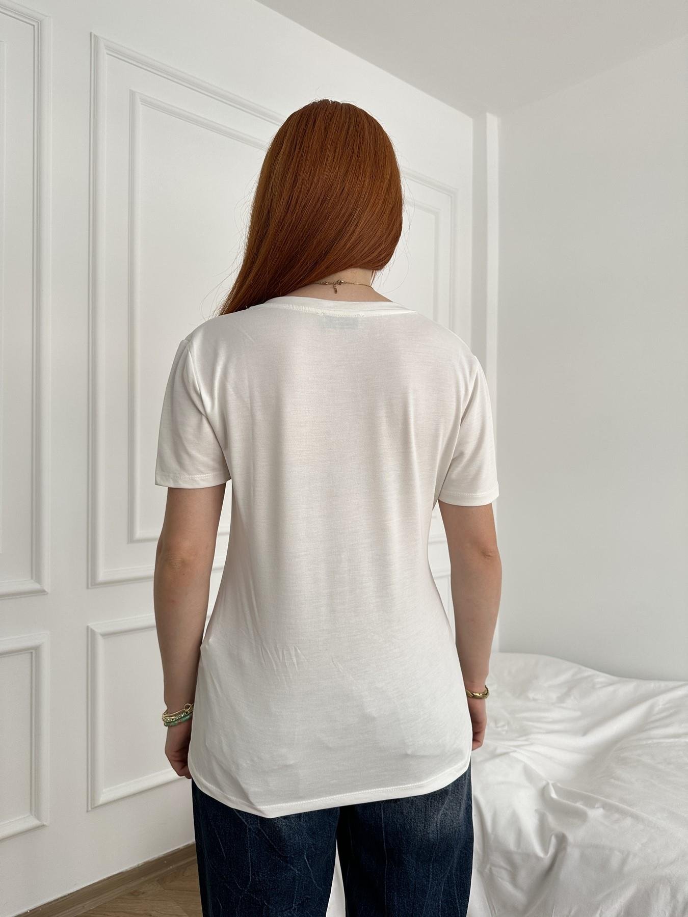 V Yaka Oversize Tişört Ekru