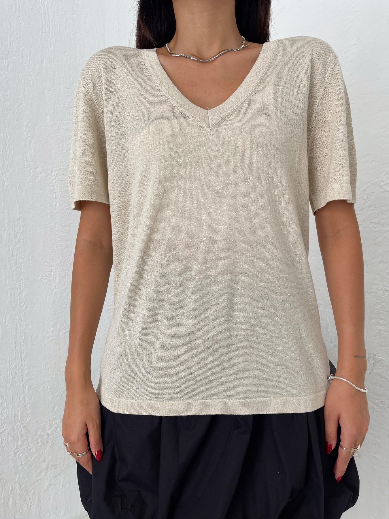 V Yaka Simli Triko Taş