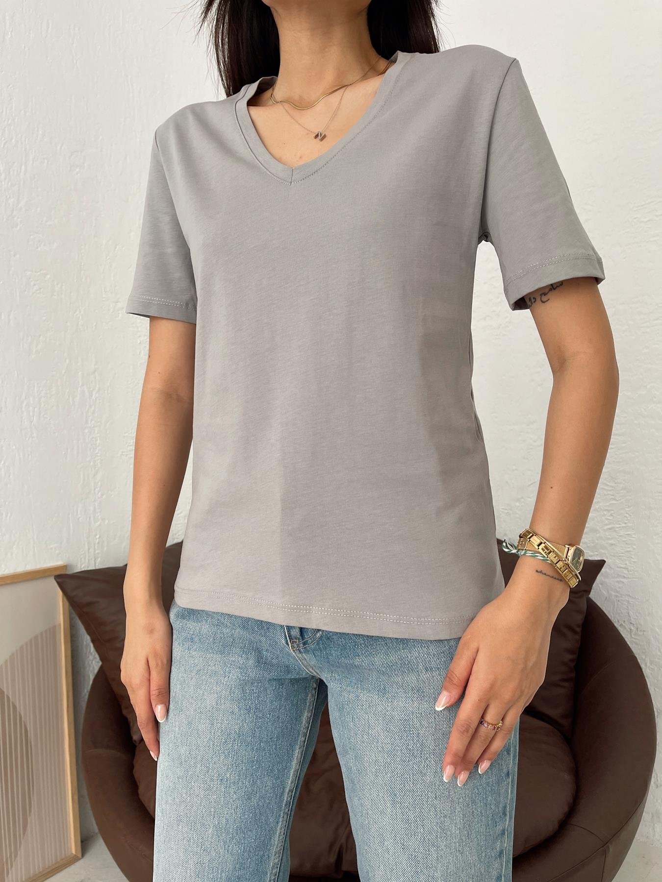 V Yaka Tişört GRİ
