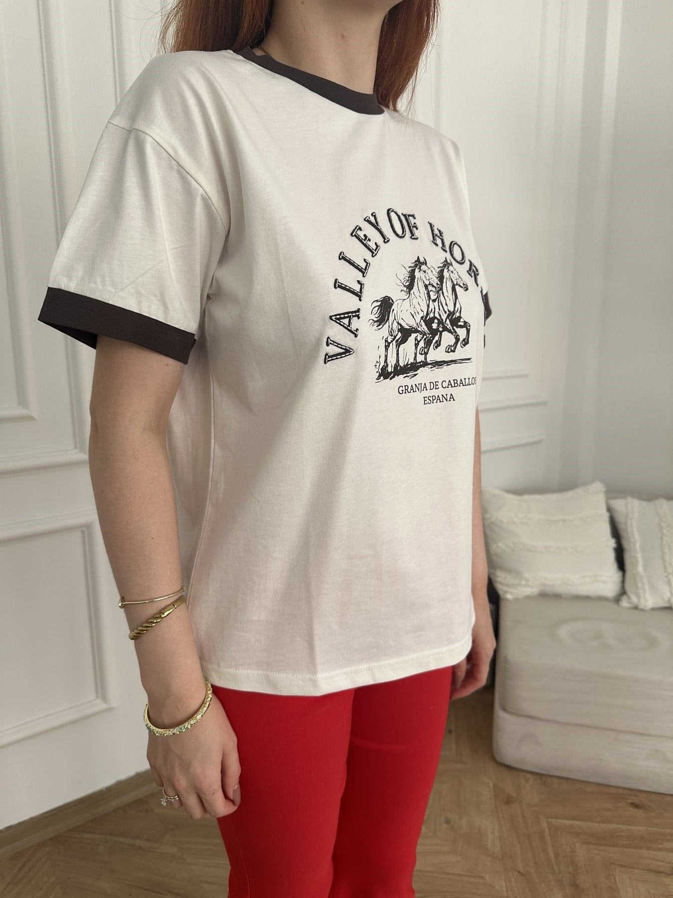 Valley Of Horses Nakışlı T-shirt Ekru