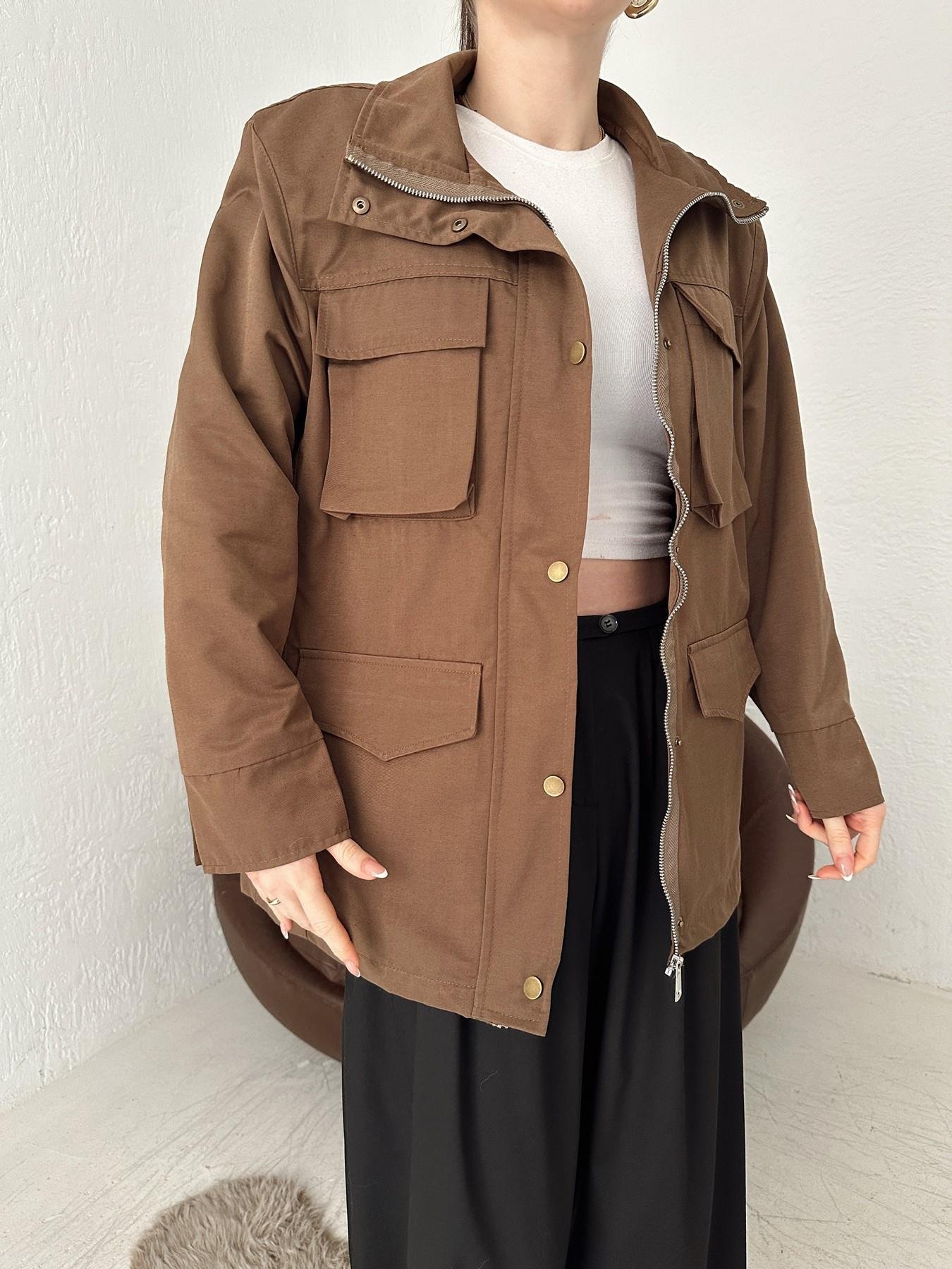 Vatkalı  Önü Cepli Mont KAHVE