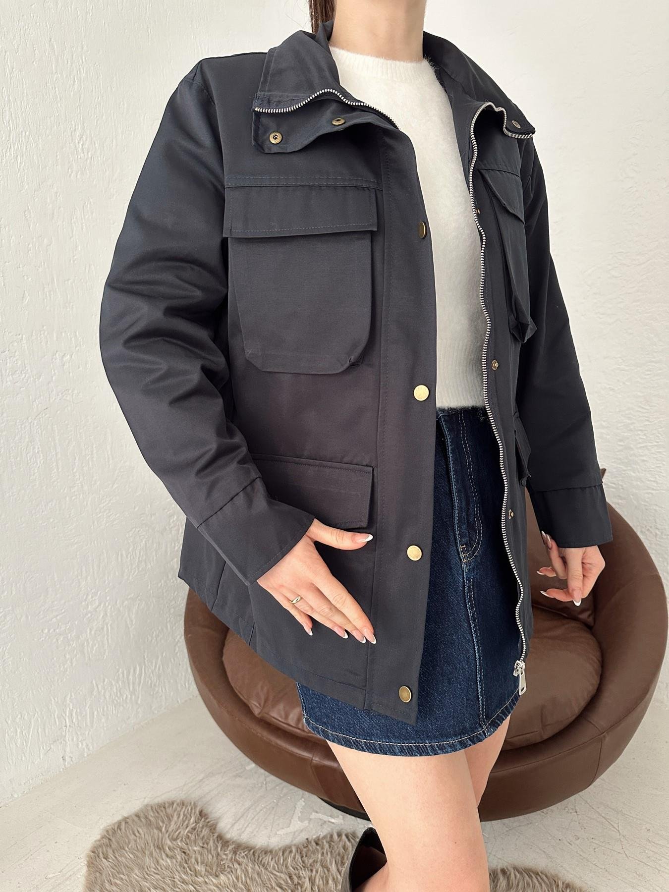 Vatkalı  Önü Cepli Mont LACİVERT