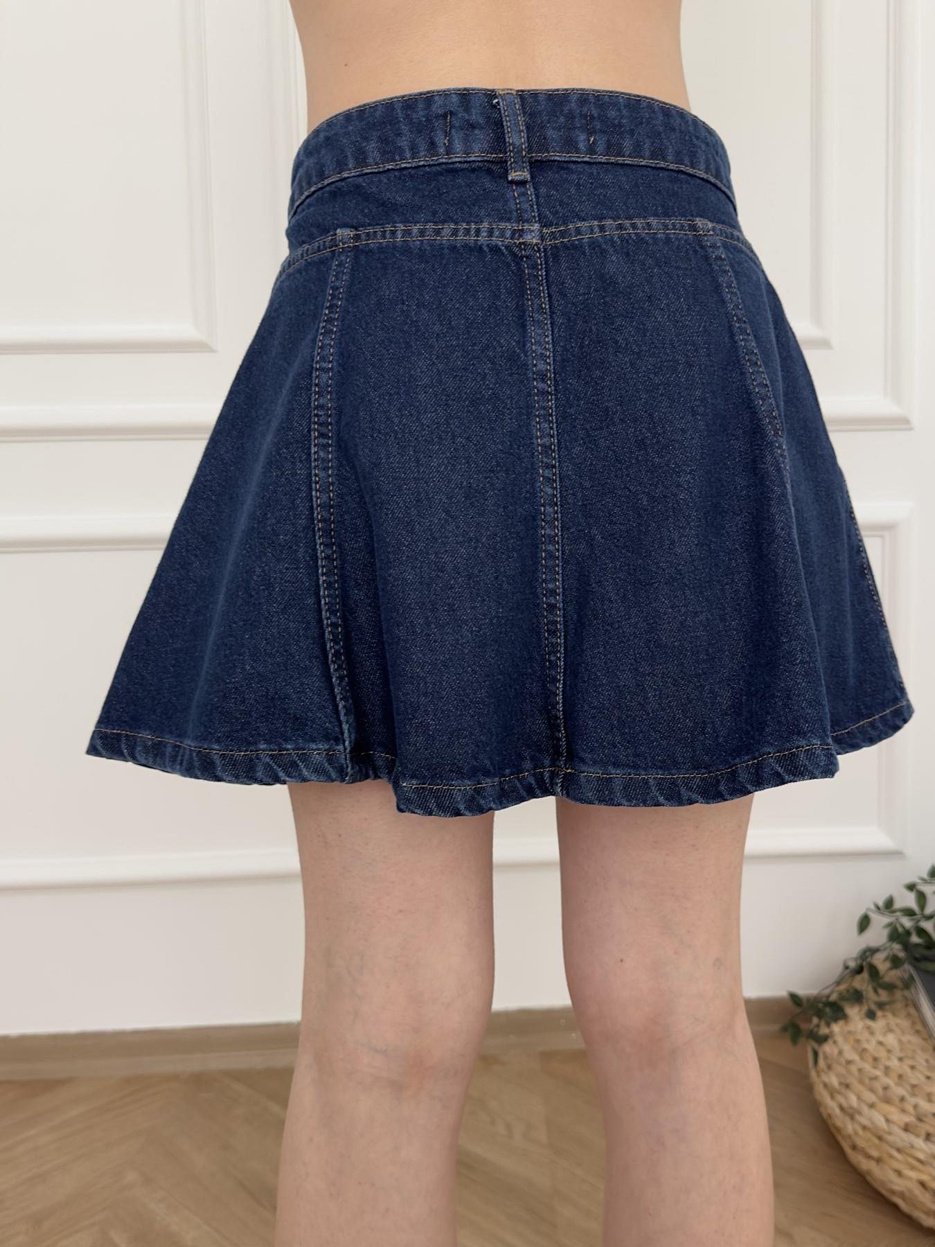 Volanlı Mini Etek Mavi