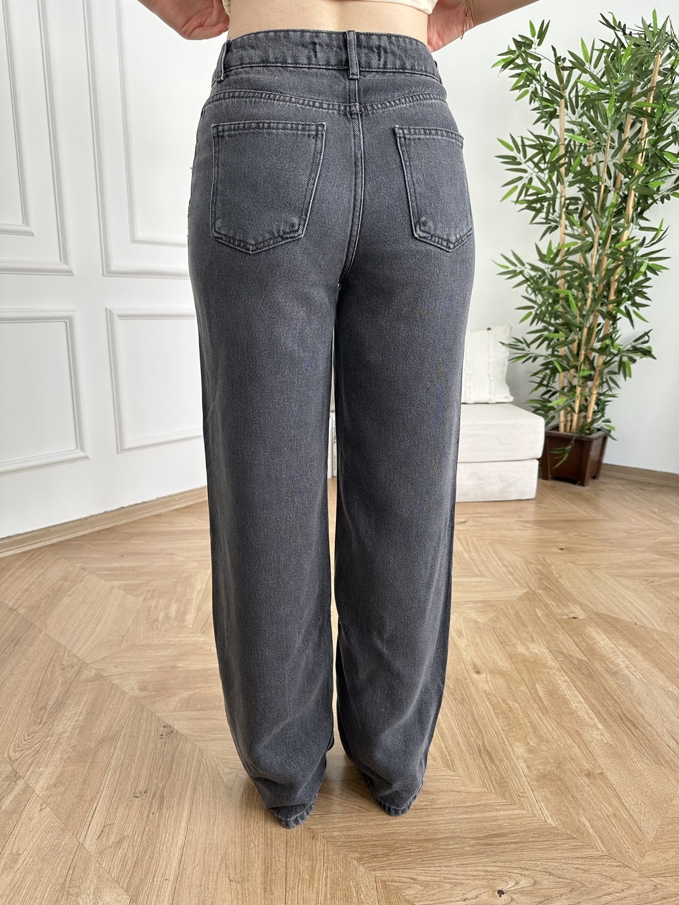 Wideleg Tencel Pantolon Siyah