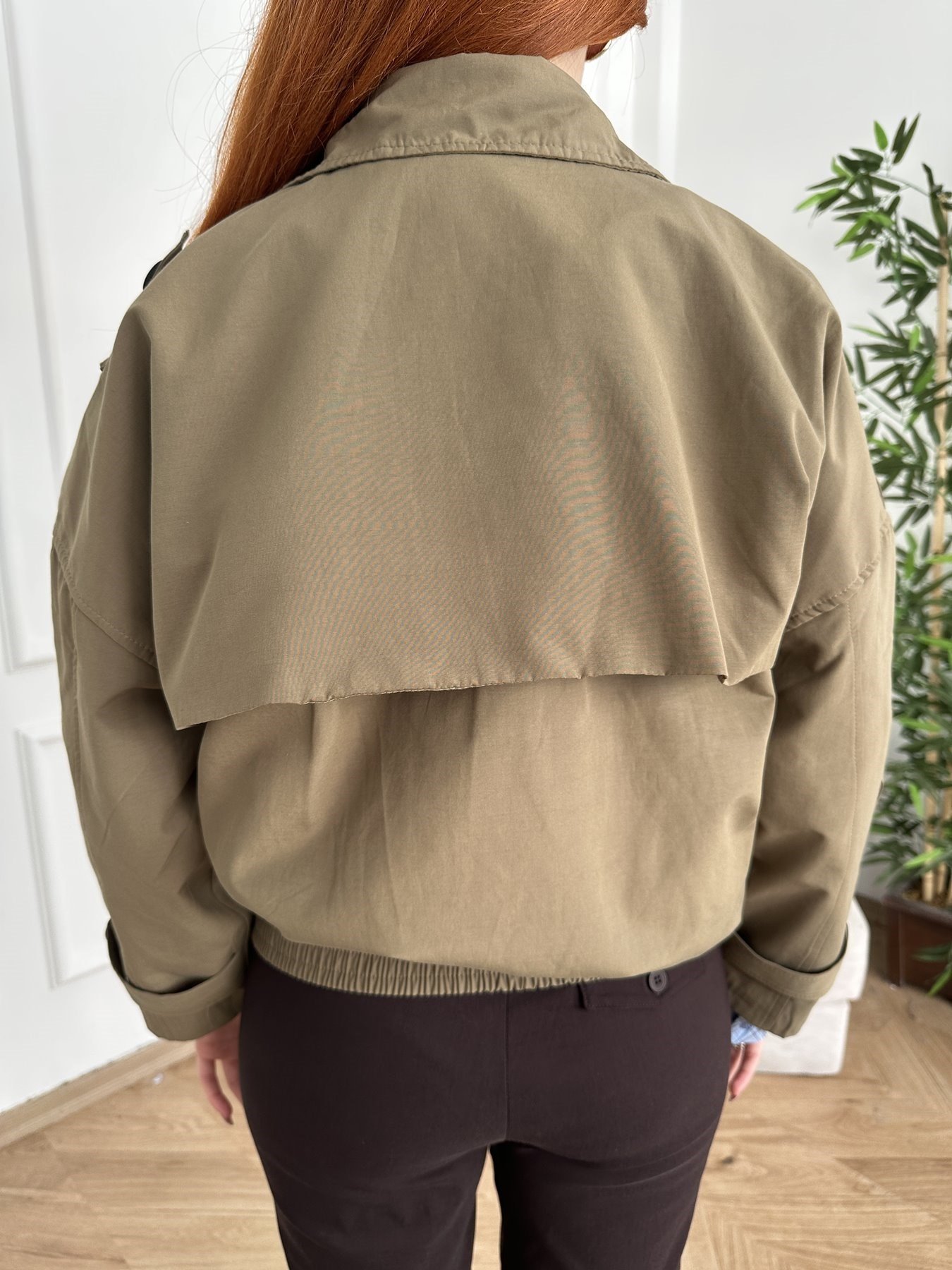 Yaka Apoletli Bomber Trençkot Açık haki