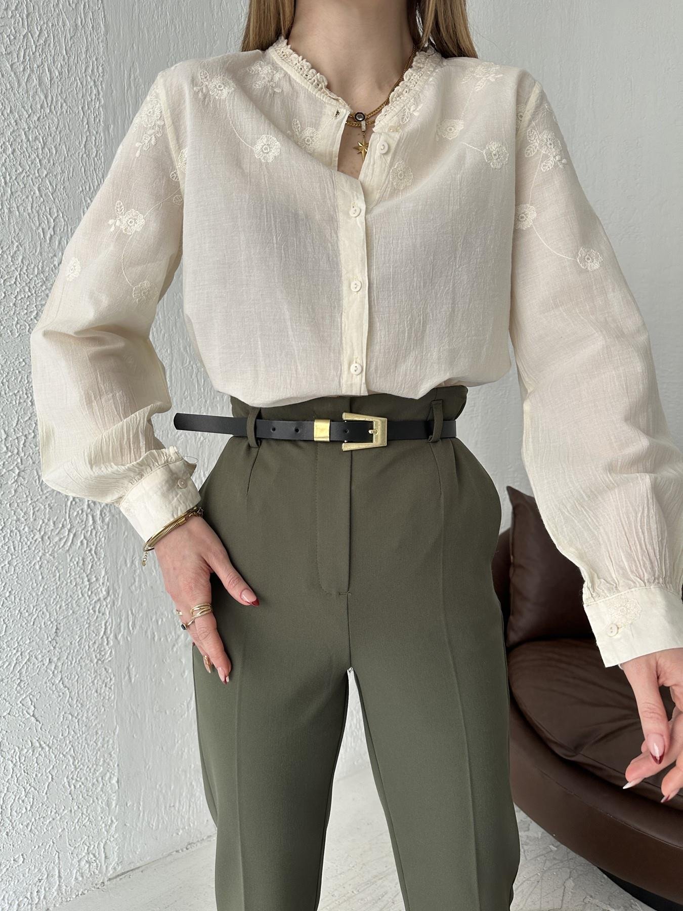 Yakası Danteli Gömlek Bej